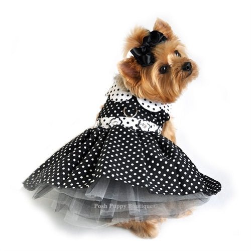 Stylish Black and White Polka Dot Dog Dress - Cute Pet Apparel for Small to Medium Dogs - Perfect for Parties, Photo Shoots & Daily Walks