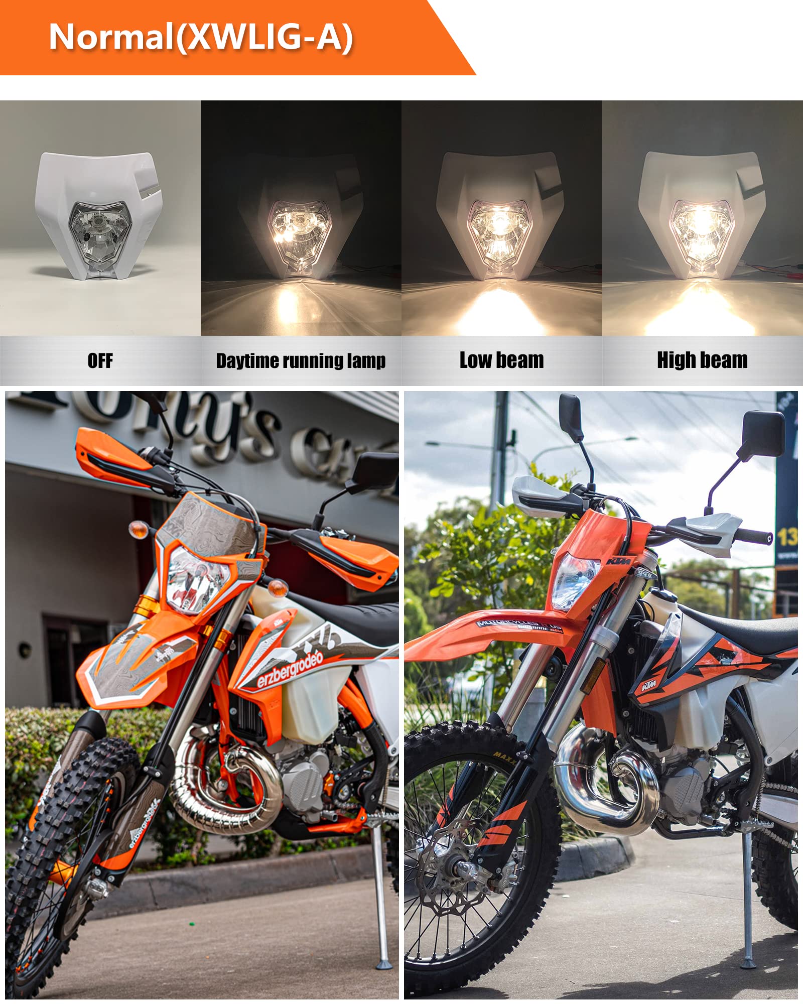 Dirt Bike Headlight Kit - Universal Motorcycle Headlamp for Pit Bikes & Off-Road Bikes (Black) | High Visibility Front Light for Night Riding & Trail Adventures