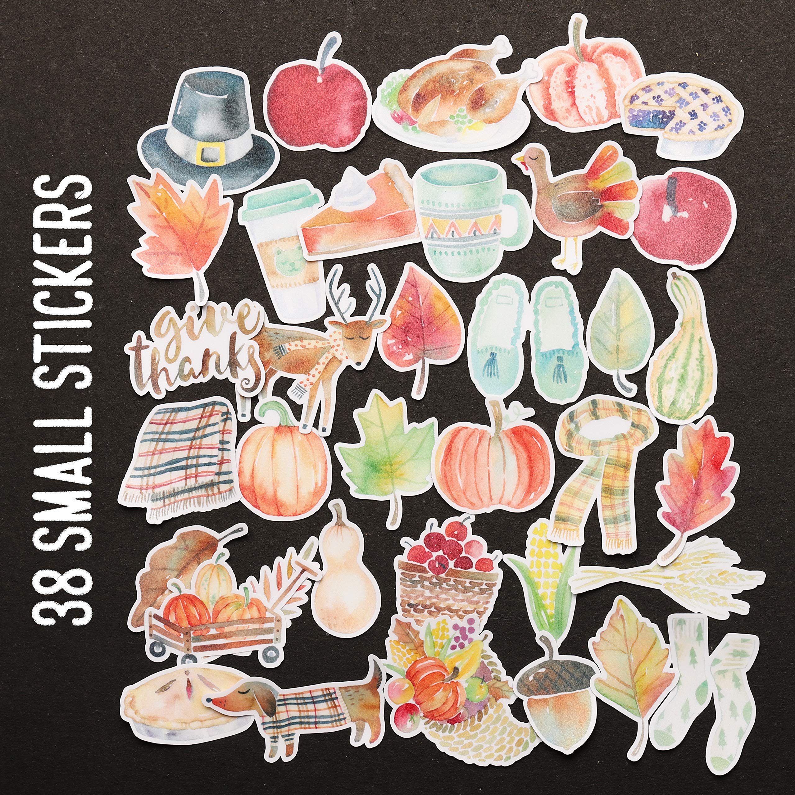 Navy Peony Cozy Thanksgiving Stickers (38 Pack) - Small, Cute, Waterproof & Durable Autumn Decals for Water Bottles, Laptops, Scrapbooks | Perfect for Fall Decor, DIY Crafts & Gift Wrapping