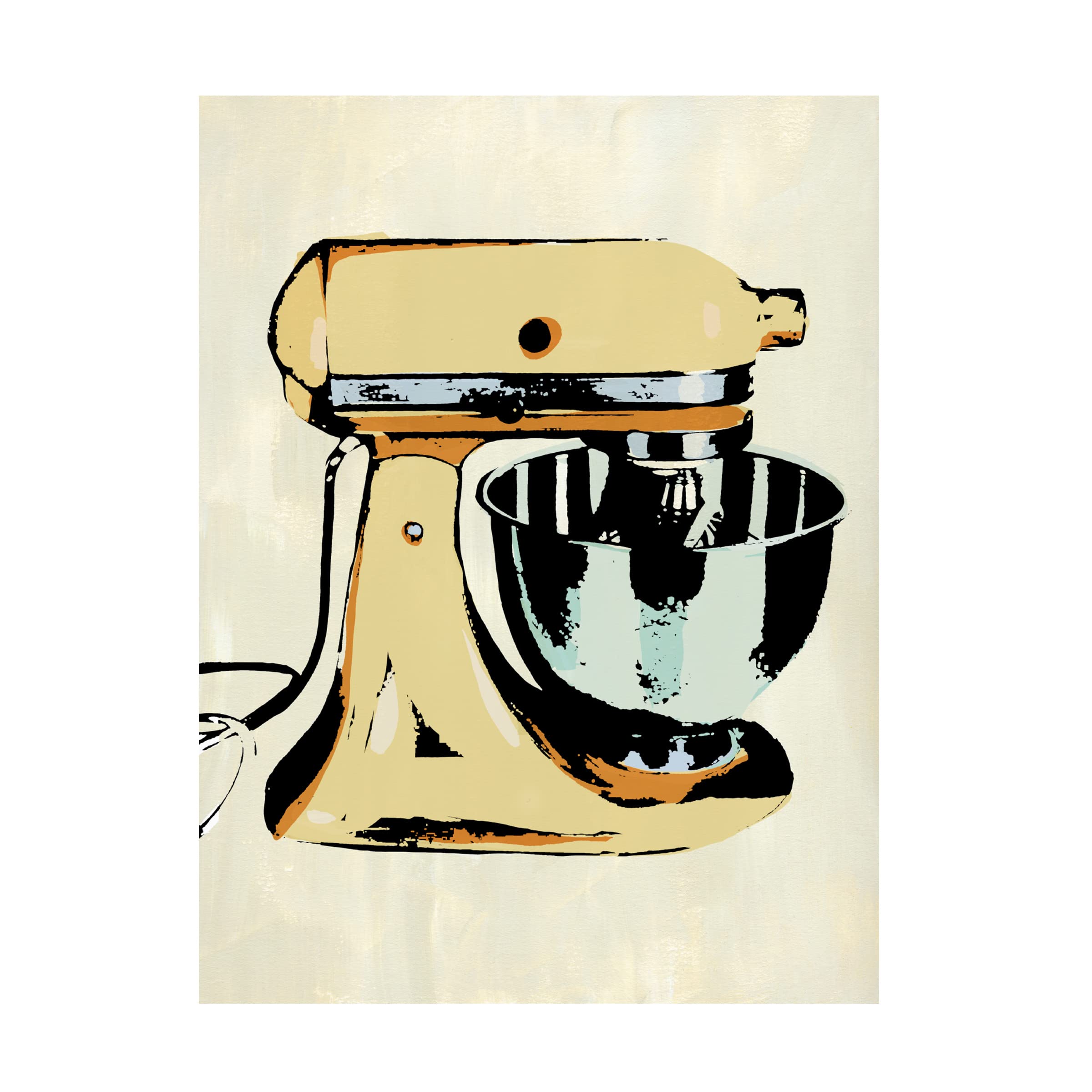Annie Warren Retro Kitchen Appliance IV Canvas Art Print - Vintage Style Wall Decor for Home, Kitchen & Dining Room - Perfect Gift for Cooking Enthusiasts & Interior Design Lovers