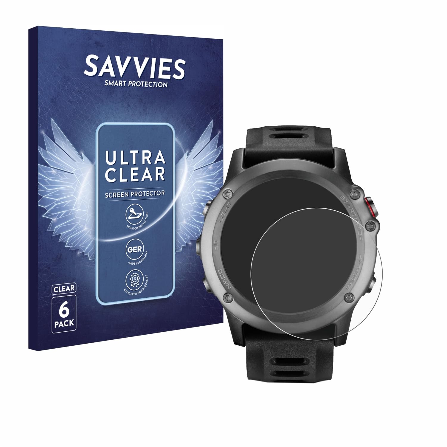 Savvies 6-Pack Garmin Fenix 3 HR Screen Protectors - Clear for Outdoor Sports