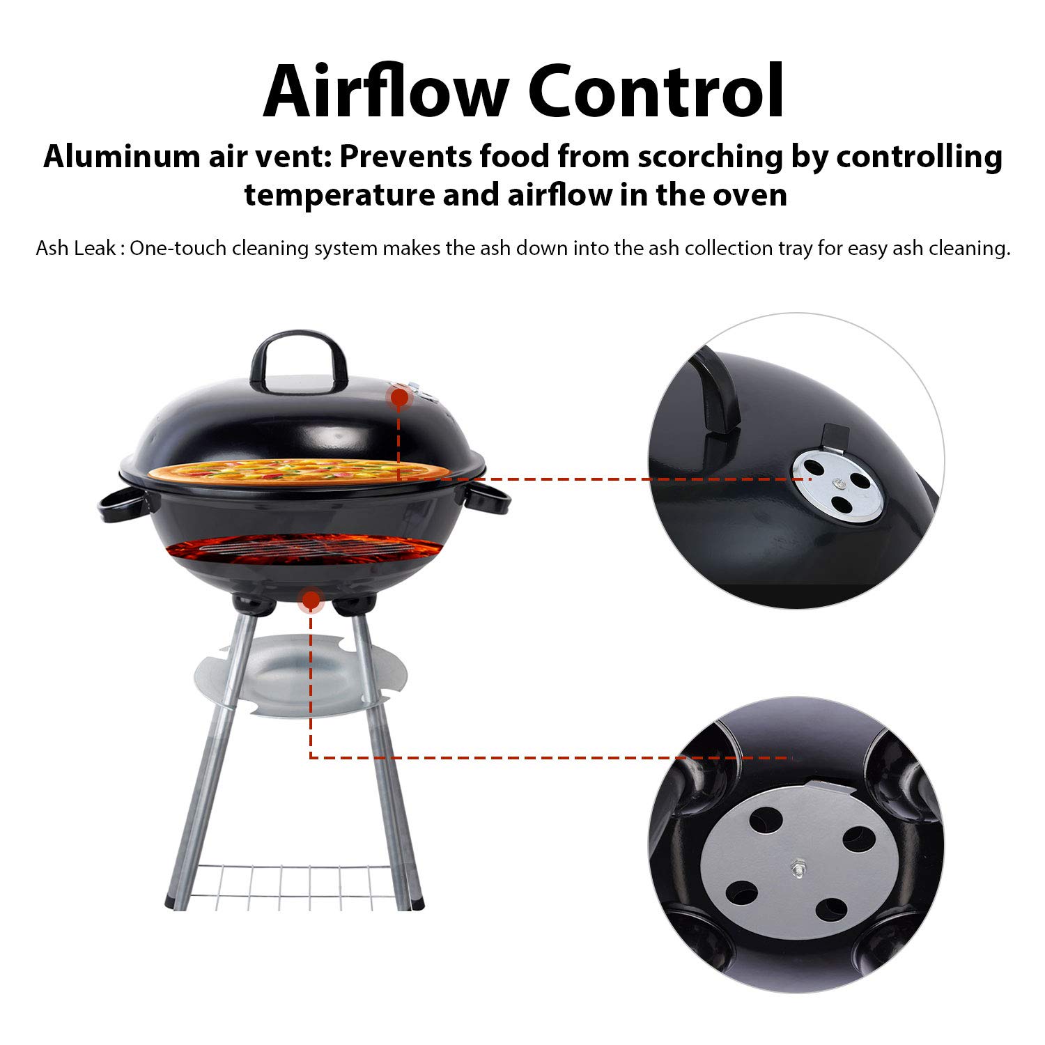 18 Inch Charcoal BBQ Grill - Portable Outdoor Kettle Grill for Backyard, Picnic, Camping & Tailgating | Perfect for Grilling Burgers, Steaks & Vegetables