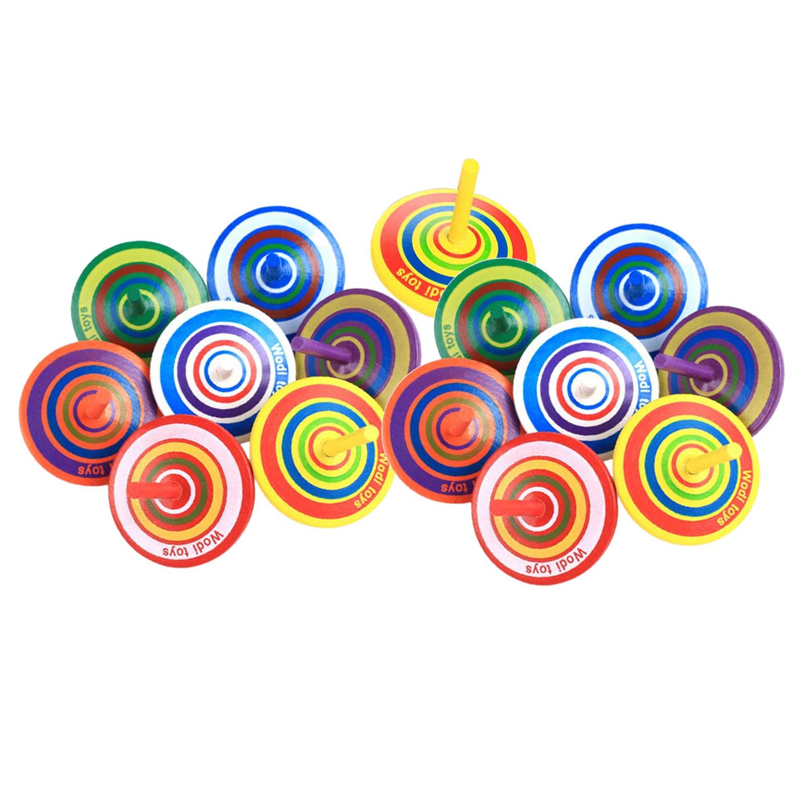Classic Wooden Spinning Tops Set - 15pcs Multicolor Peg-Top Toy for Kids & Adults - Outdoor Games & Party Fun