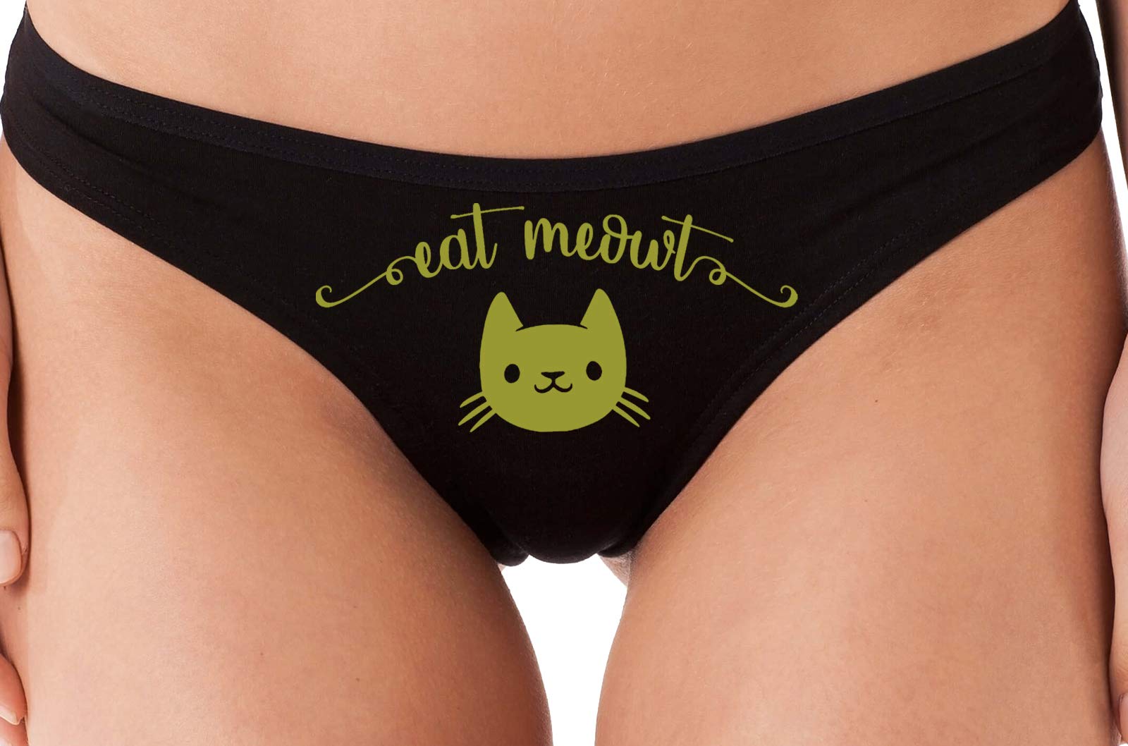Sexy Cat Print Thong Panties - Flirty Lingerie for Women | Playful & Seductive Underwear for Date Night & Role Play