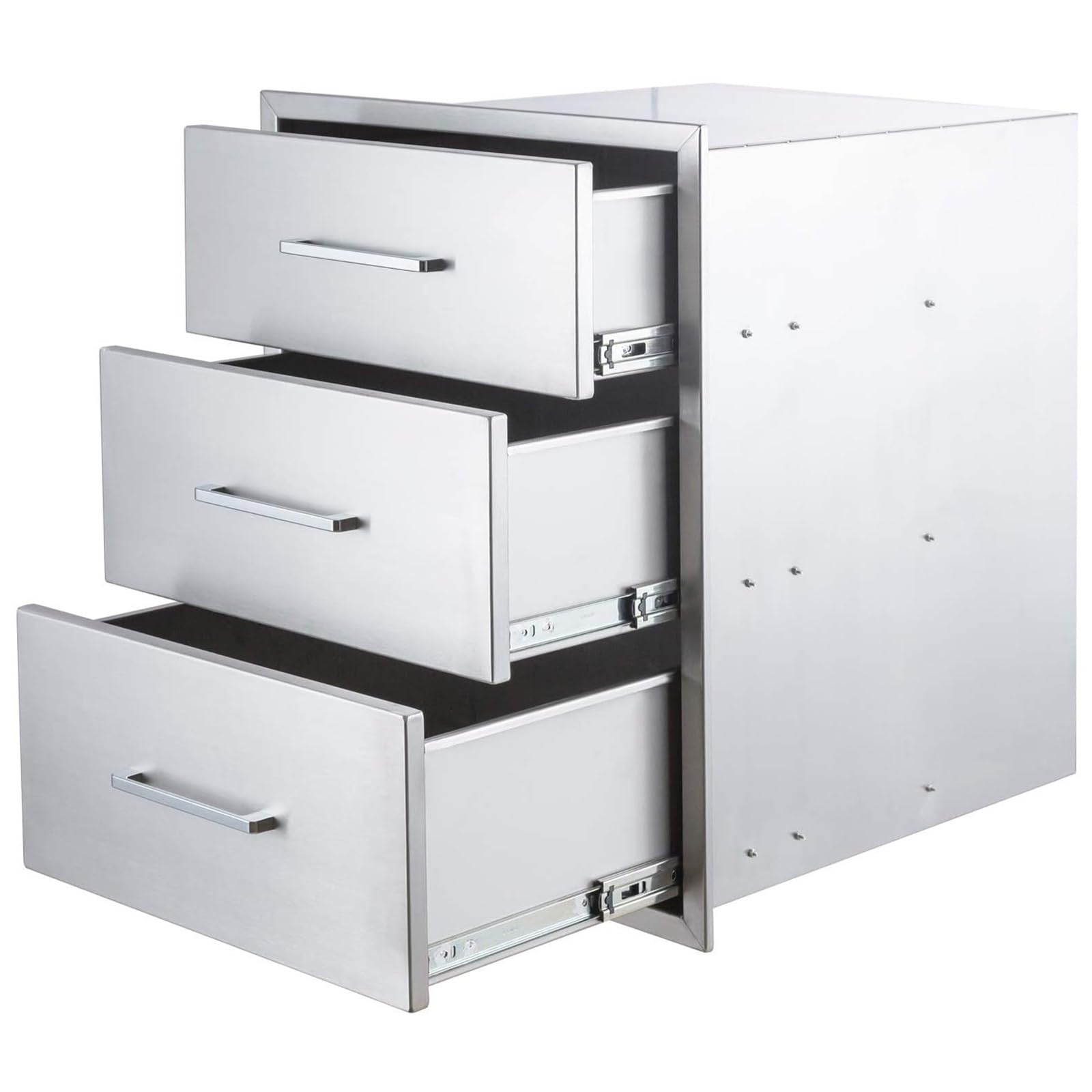Stainless Steel 3-Drawer Outdoor Kitchen Cabinet - Weatherproof BBQ Island Built-In Drawer (14