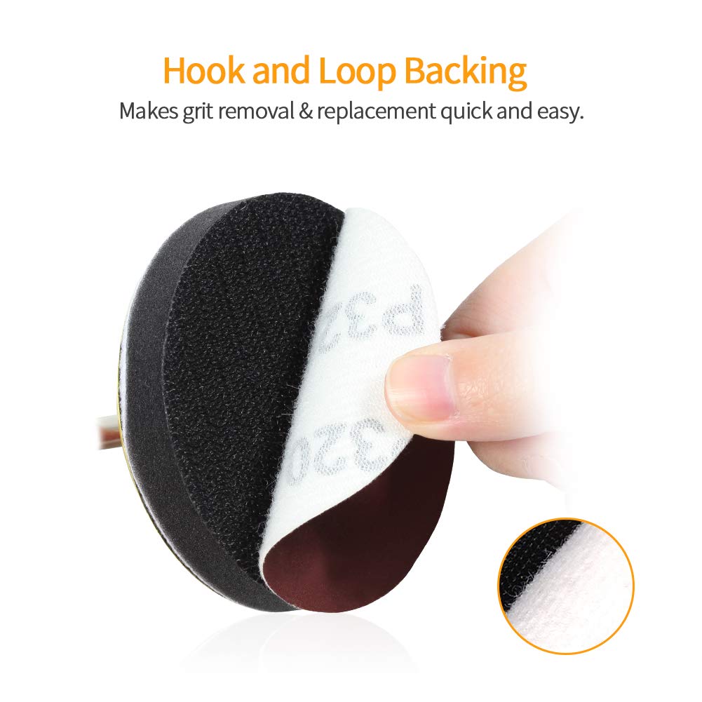 SPEEDWOX 3 Inch 320 Grit Hook and Loop Sanding Discs - 100pcs No Hole Sandpaper for Wood, Metal, Plastic - Perfect for Drill, Grinder, Rotary Tools - Ideal for Woodworking, DIY Projects & Surface Finishing