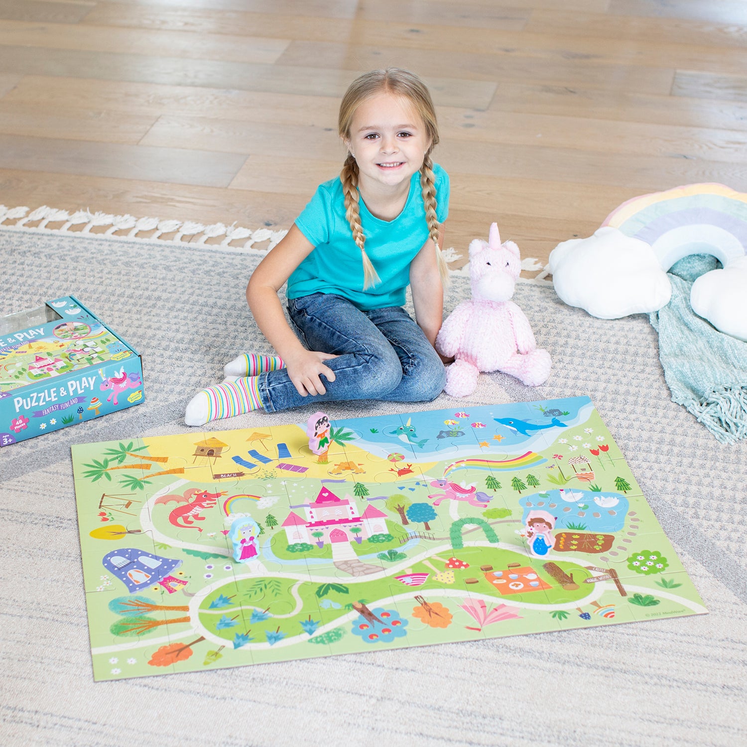 Peaceable Kingdom Fantasy Funland Puzzle & Play Set – Interactive Jigsaw Puzzle for Kids, Family Game Night & Educational Playtime