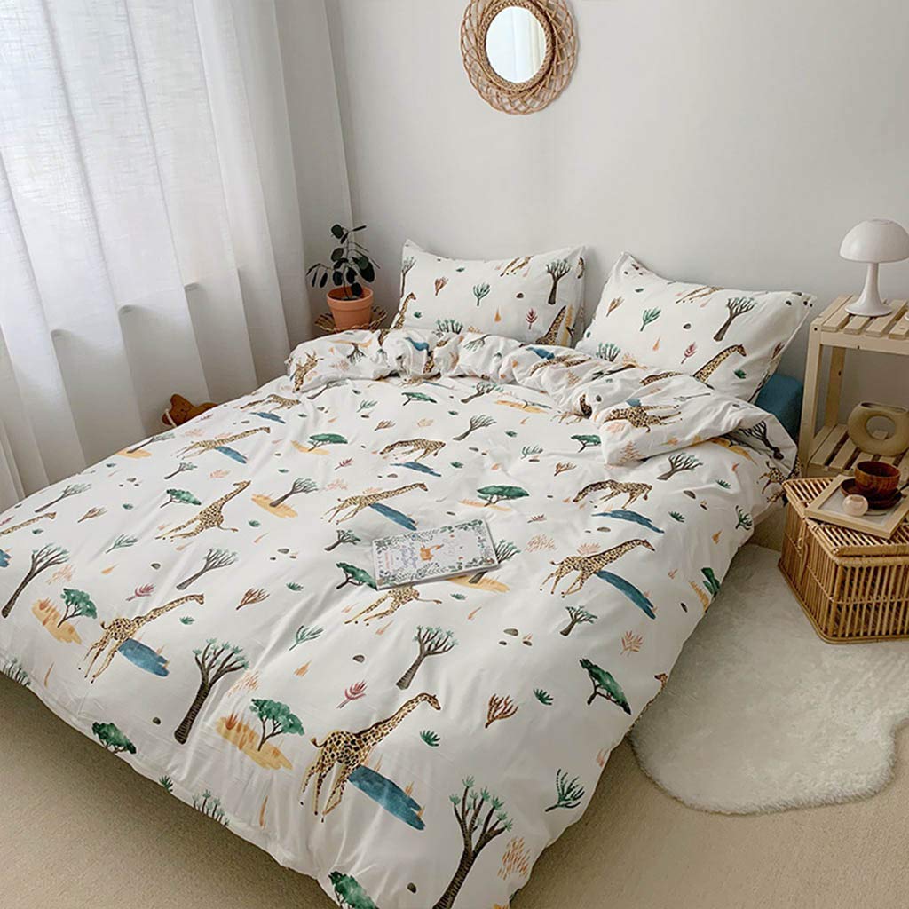 QIMO 100% Cotton Duvet Cover Set - Ultra Soft & Easy Care Bedding with 2 Pillow Shams | King/Queen/Full Size | Perfect for Cozy Bedrooms & Guest Rooms