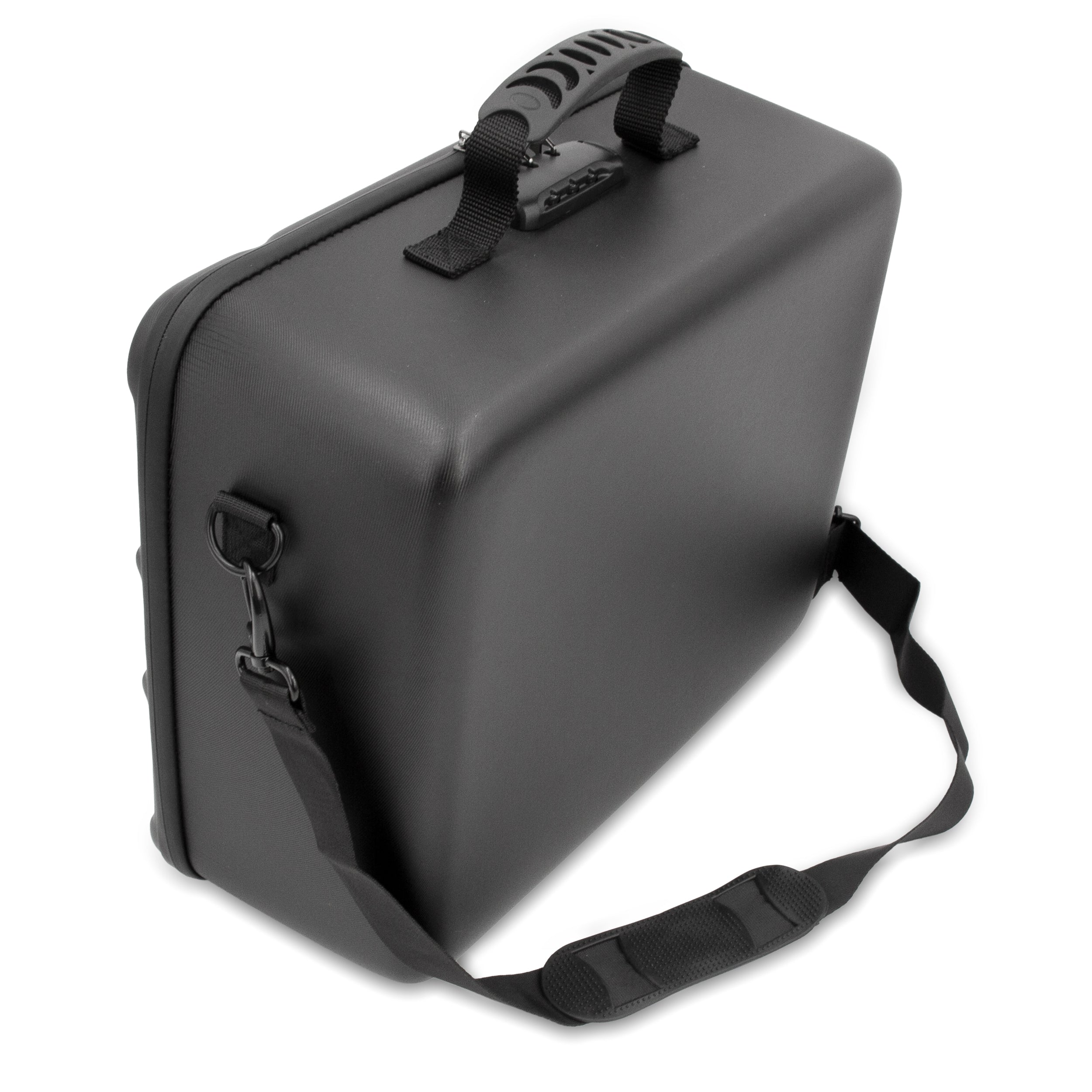 CASEMATIX 144 Slot Rock Collection Box with Programmable Lock - Crystal Storage Case with 4 Trays & Shoulder Strap - Perfect for Travel, Geology Field Trips & Mineral Organization