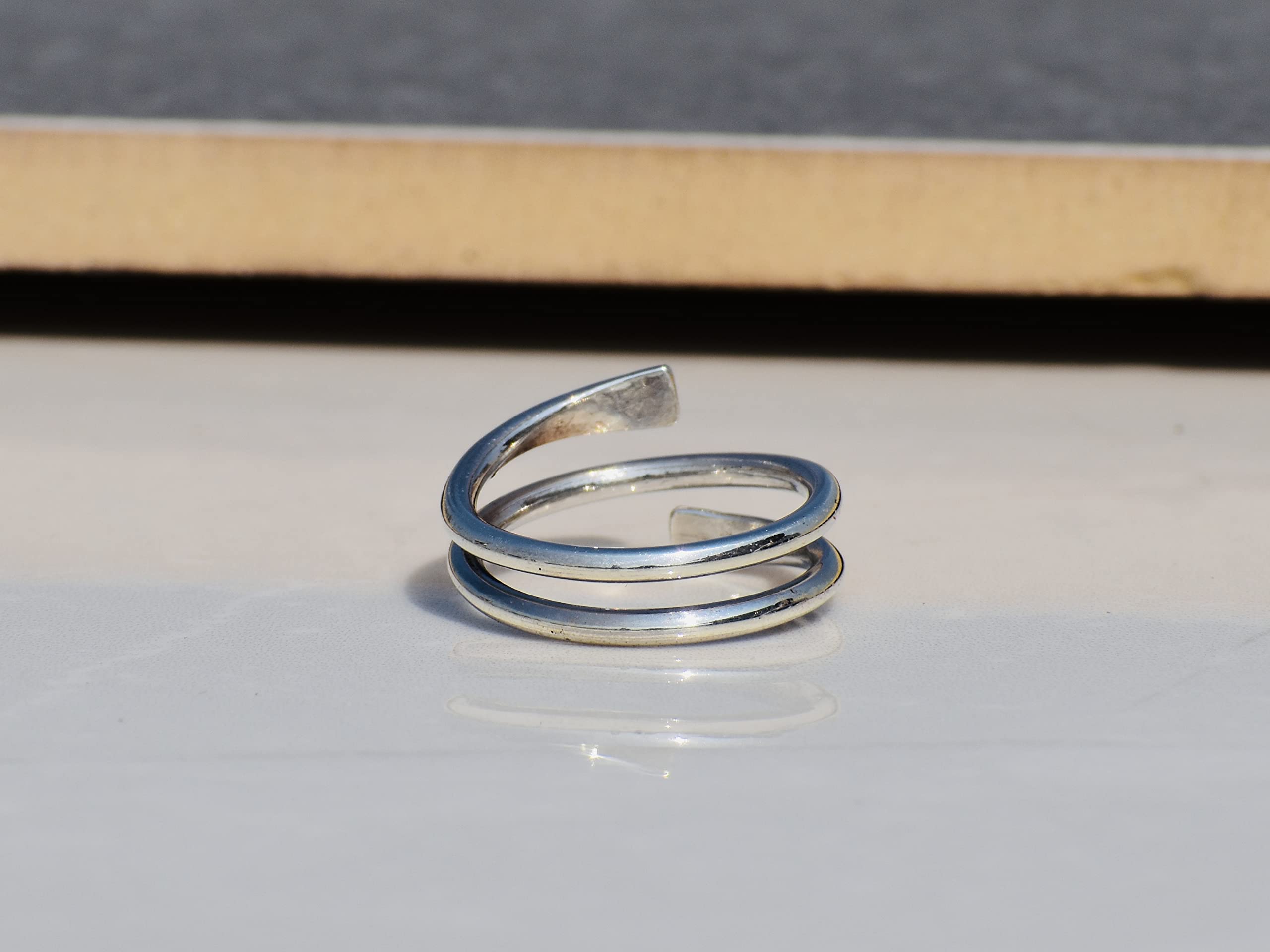 Hammered Spiral Adjustable 925 Sterling Silver Minimalist Stacking Wrap Ring - Simple Wire Jewelry Gift for Women - Perfect for Everyday Wear, Layering & Special Occasions