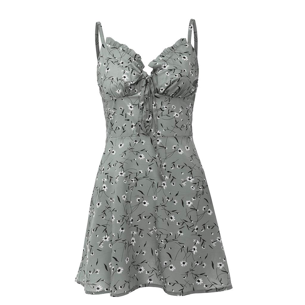 Women's Floral Print Mini Dress with Zipper - Sleeveless Suspender Dress for Ladies | Perfect for Summer Outfits, Parties, and Casual Wear