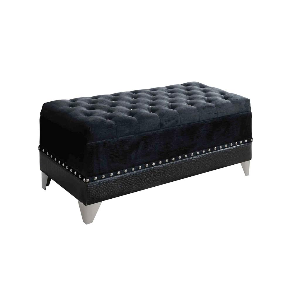 Benjara Black Wooden Bench – Stylish and Durable Entryway, Living Room, or Outdoor Seating Furniture
