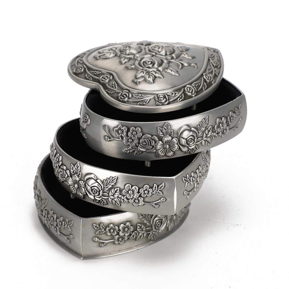 Antique European Style Heart-Shaped Jewelry Box Organizer - 4-Layer Ring & Jewelry Storage Case with Retro Decorative Design | Perfect for Display, Travel & Gift Giving
