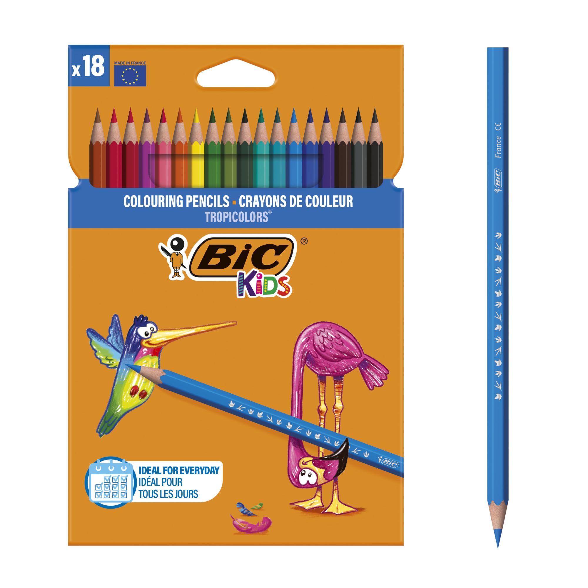 Bic Kids Tropicolors 2 Colouring Pencils - 18 Pack Vibrant Colors for Children's Art Projects, School Supplies & Creative Drawing Activities