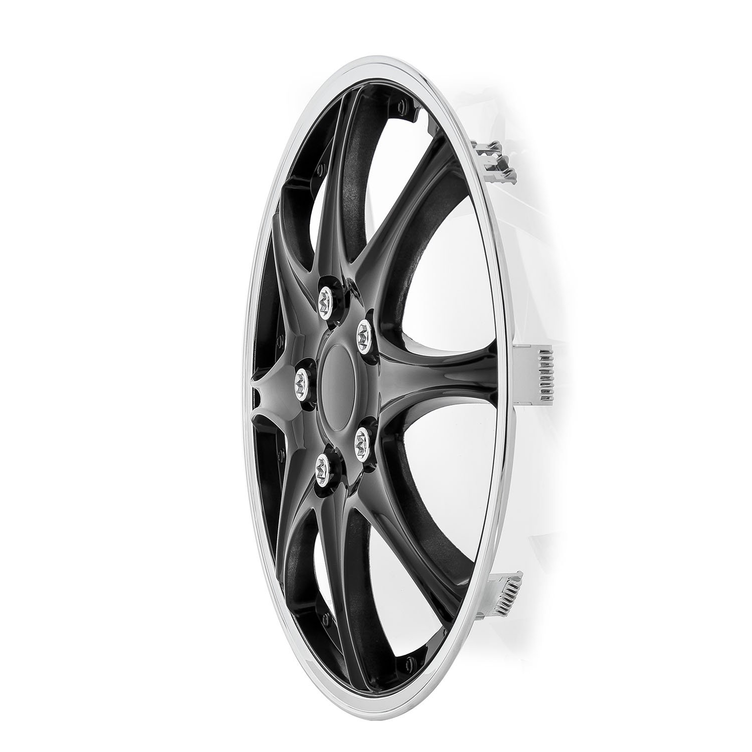 Pilot Automotive WH522-16C-B-AM 16 Inch Universal Hubcap Wheel Covers - Black & Chrome (Set of 4) - Fits Most Cars - Perfect for Replacement, Protection & Style Enhancement