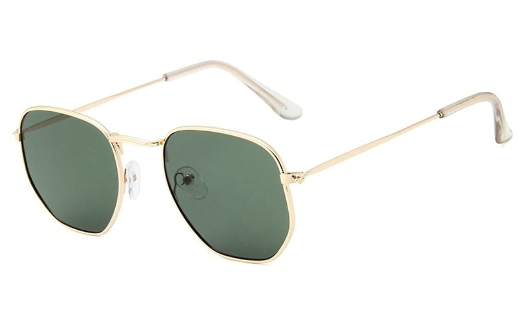 Chezi 3548 Angular Aviator Sunglasses for Women & Men - Small Size UV400 Protection - Retro Fashion Sunglasses for Driving, Beach & Outdoor Activities