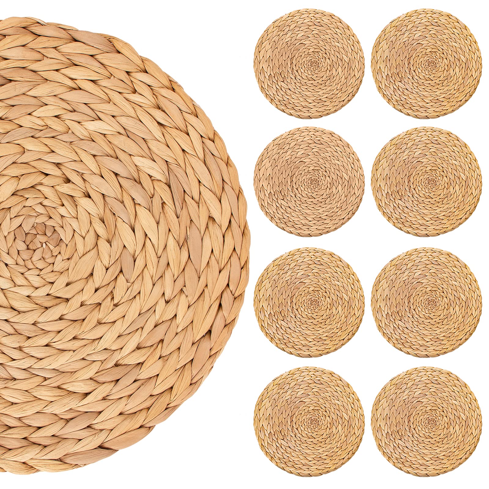 8 Pack Natural Woven Water Hyacinth Placemats - 12