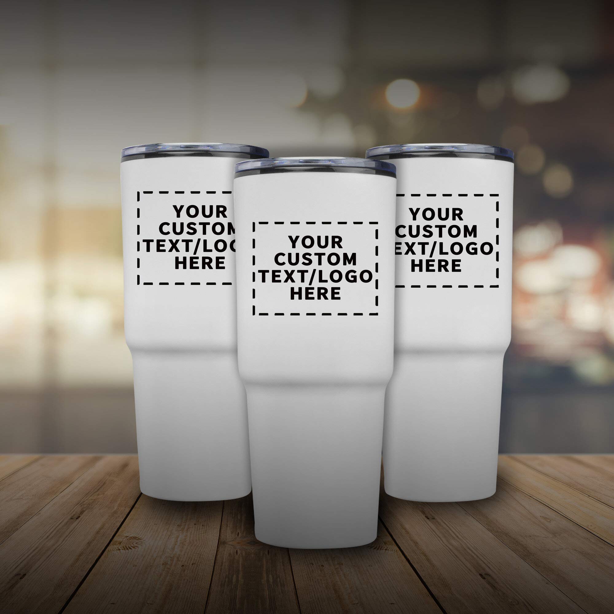 32 oz. Personalized Barton Plastic Double Wall Travel Mugs - 24 Pack with Custom Text & Logo - White - Perfect for Office, Events & Promotional Gifts