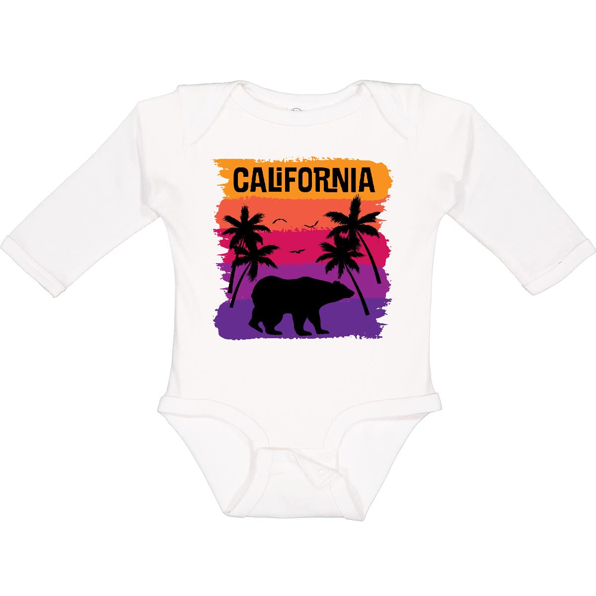 Inktastic California Sunset Vacation Beach Long Sleeve Baby Bodysuit - Soft Cotton Creeper for Newborns & Infants - Perfect for Beach Trips, Family Photos & Casual Outings