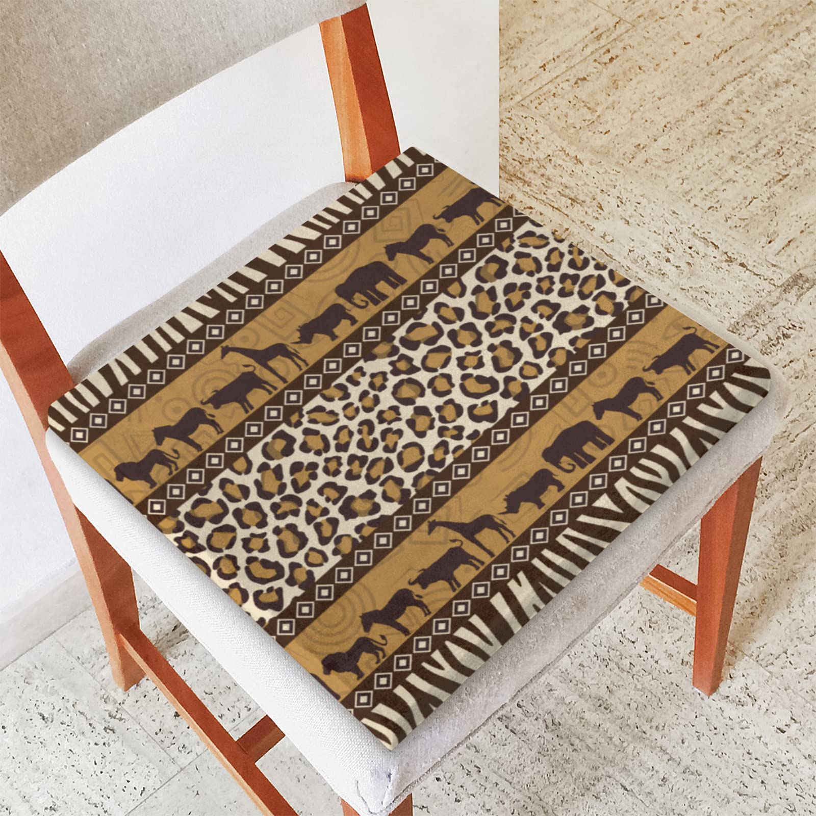 Zebra & Leopard Print Memory Foam Seat Cushion - Soft, Washable Square Chair Pad with Zipper for Office, Kitchen, Sofa & Home - Comfortable Support for Work, Dining & Relaxation