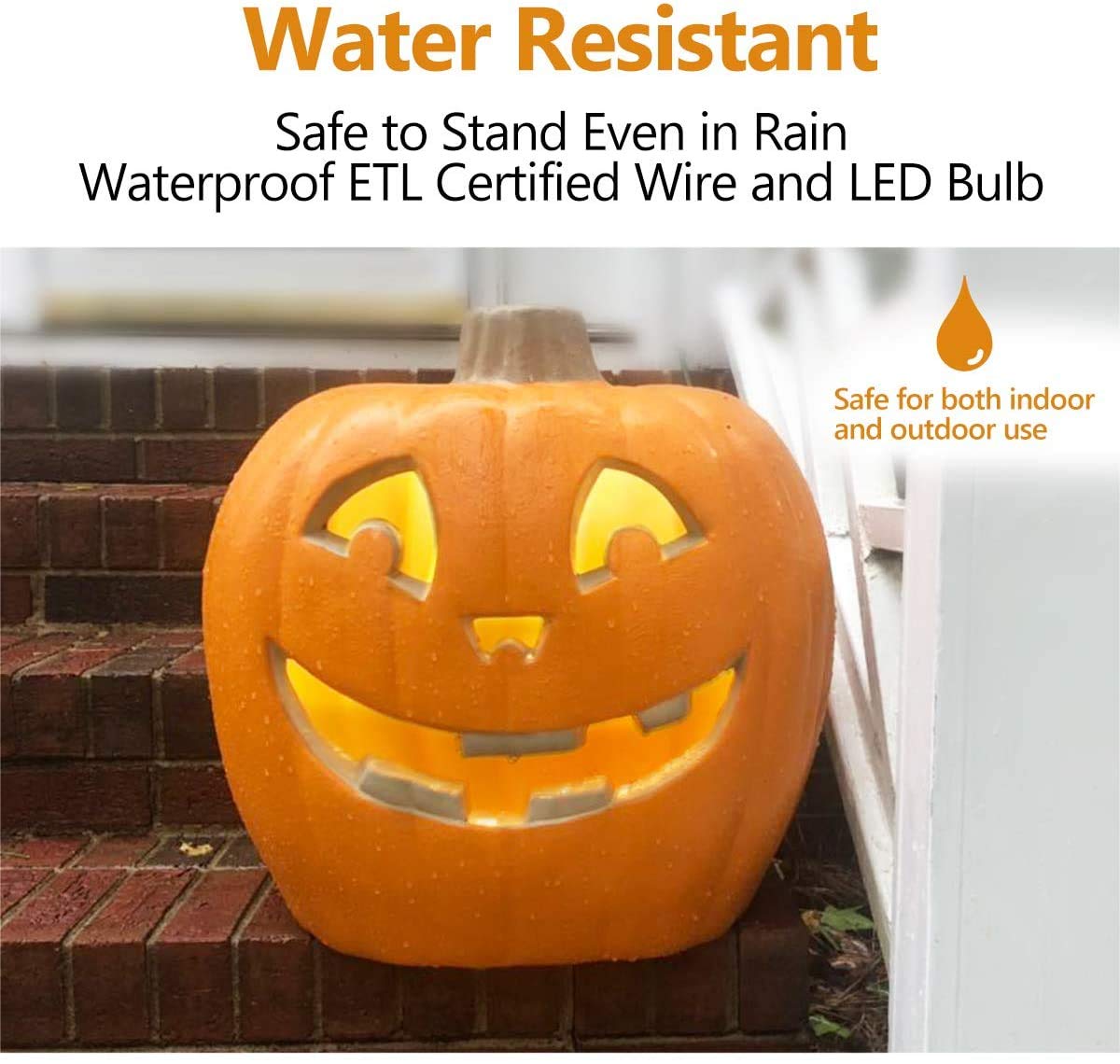 20in LED Lighted Halloween Jack o' Lantern Pumpkin Decor - Indoor/Outdoor Halloween Party Decorations for Porch, Yard & Home