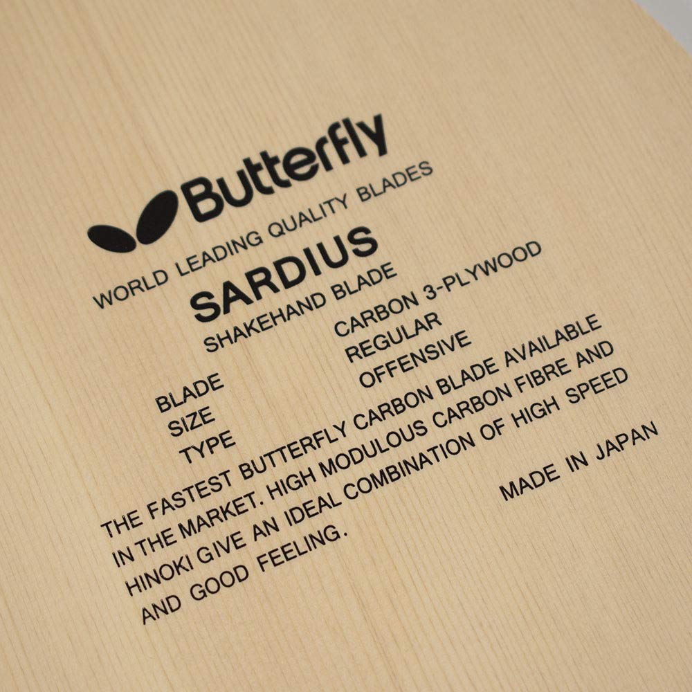 Butterfly Sardius Table Tennis Blade - TAMCA 5000 Carbon Fiber Professional Ping Pong Racket - FL Shakehand Handle - Made in Japan - Perfect for Tournament Play & Training Sessions