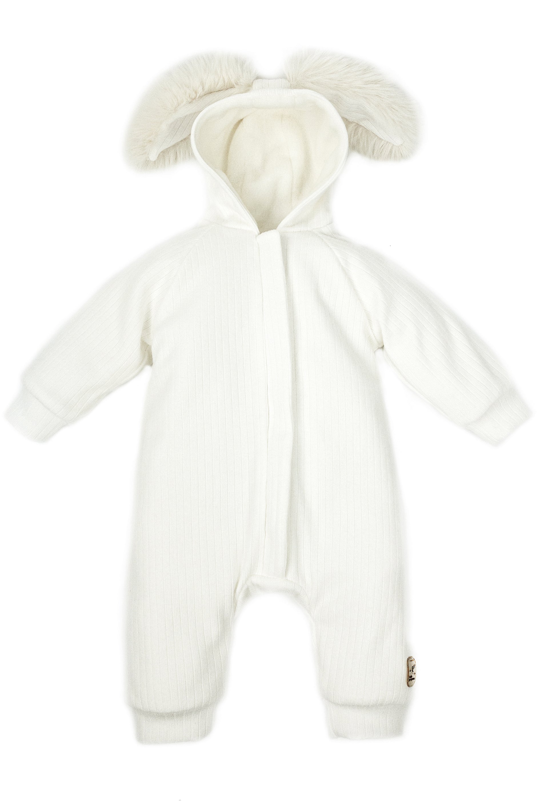 Kirby Ribbed Faux Fur Bunny Ear Romper - Soft & Cozy One-Piece Jumpsuit for Women | Perfect for Halloween Costume, Christmas Party & Cosplay