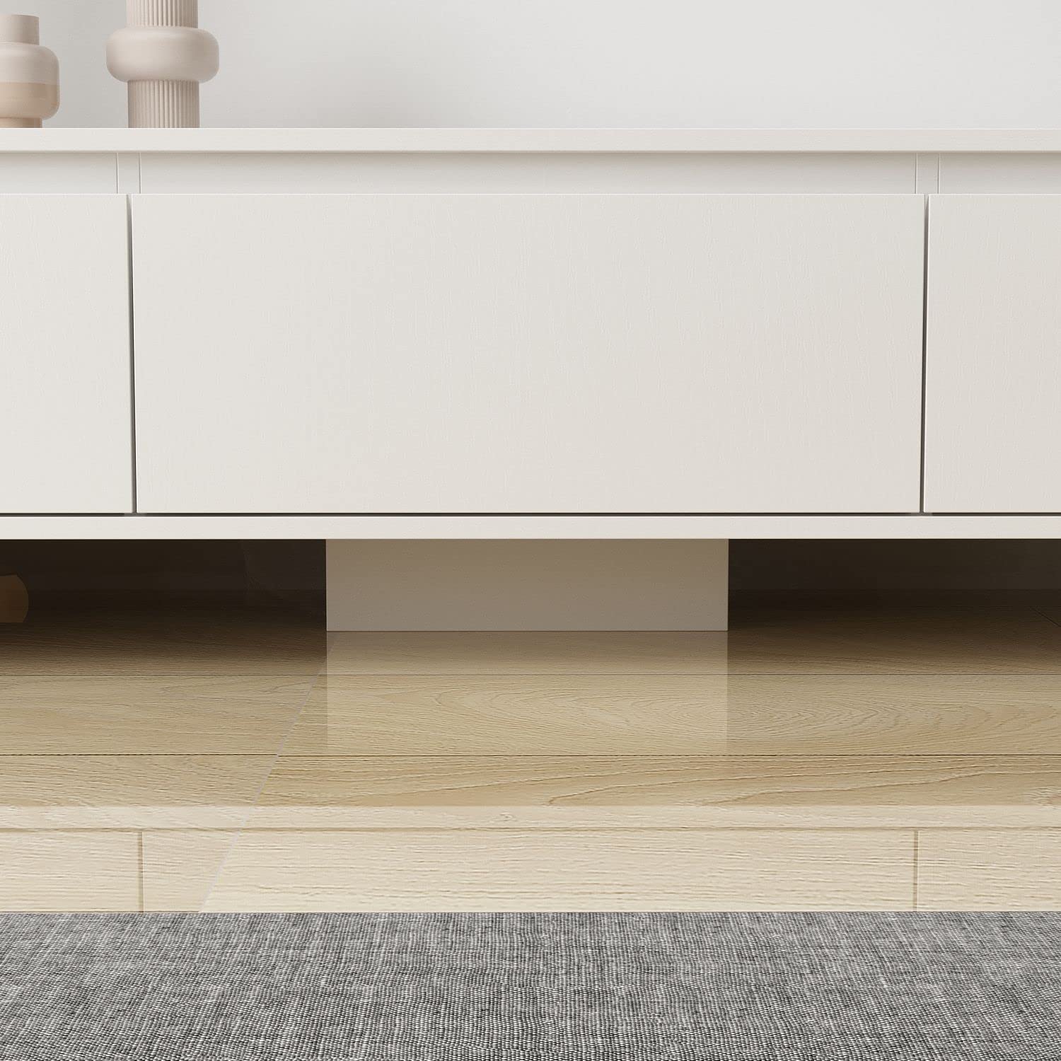 Modern Extendable TV Stand with Drawers - FAMAPY 65.4-106.3 Inch Adjustable TV Console Table, Contemporary Entertainment Center & Media Storage Cabinet for Living Room, Bedroom, Home Theater (White) - Perfect for Small Spaces & Apartment Living