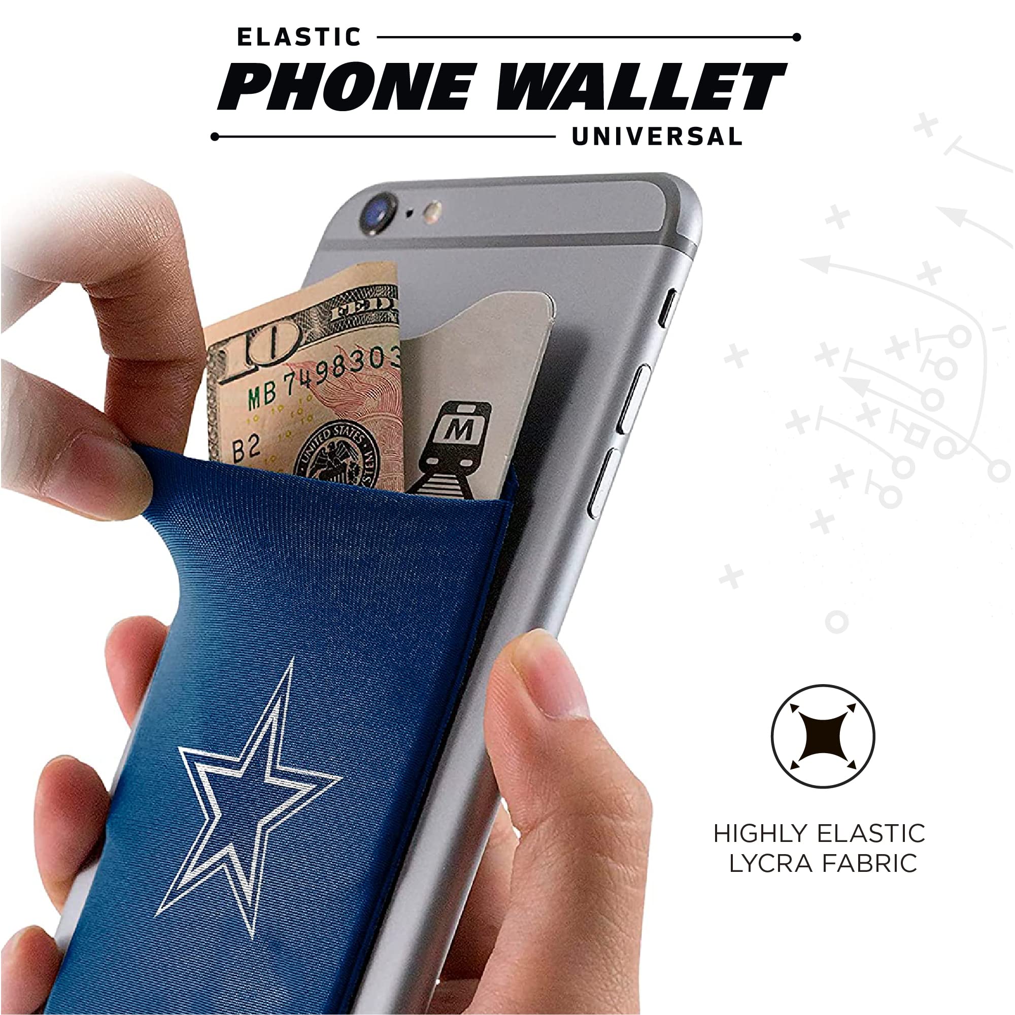 SOAR NFL Elastic Phone Wallet 2 Pack - Slim Card Holder for iPhone & Android - Perfect for Game Day & Travel Accessories