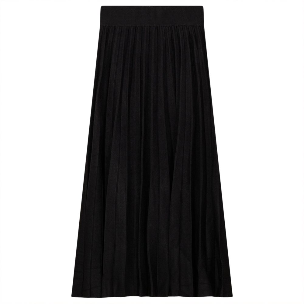 Elegant Pleated Knit Long Skirt for Women - Comfortable Stretchy Midi Skirt with Flowy Design - Perfect for Office, Date Night & Casual Outings