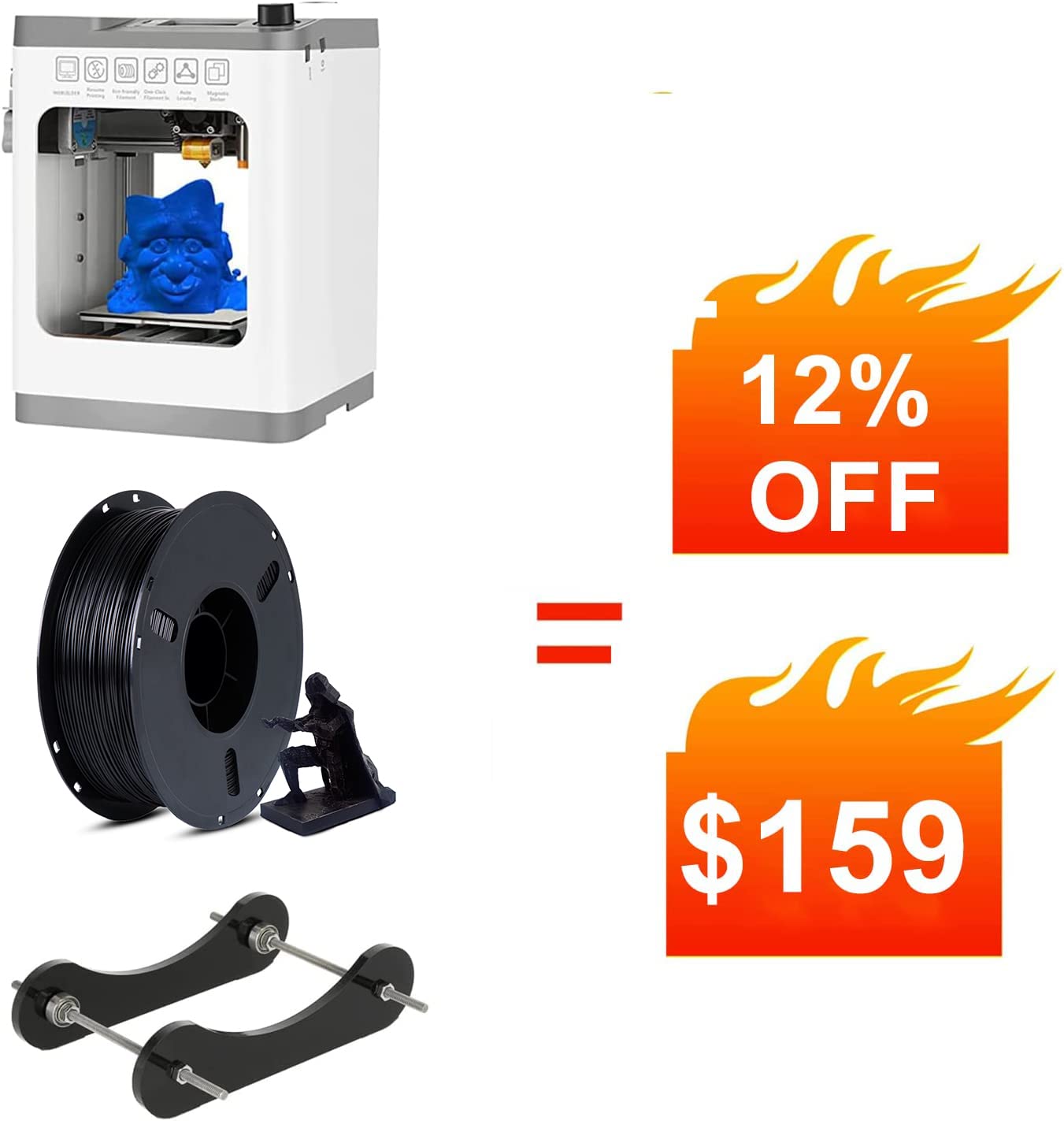 WEEDO TINA2 3D Printer Kit with PLA Filament (Black) & Filament Holder - Perfect for Beginners, Hobbyists & DIY Projects | Easy to Use, High Precision Desktop 3D Printing for Home, School & Small Business Prototyping