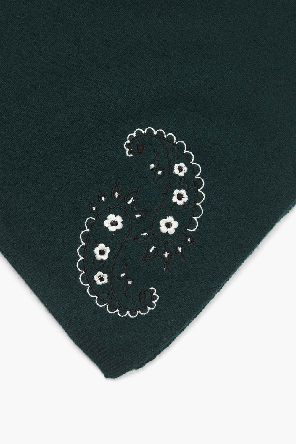 Premium Wool Cashmere Embroidered Bandana Scarf - Soft Green Winter Fashion Accessory for Women & Men - Perfect for Outdoor Activities, Travel and Cold Weather Protection