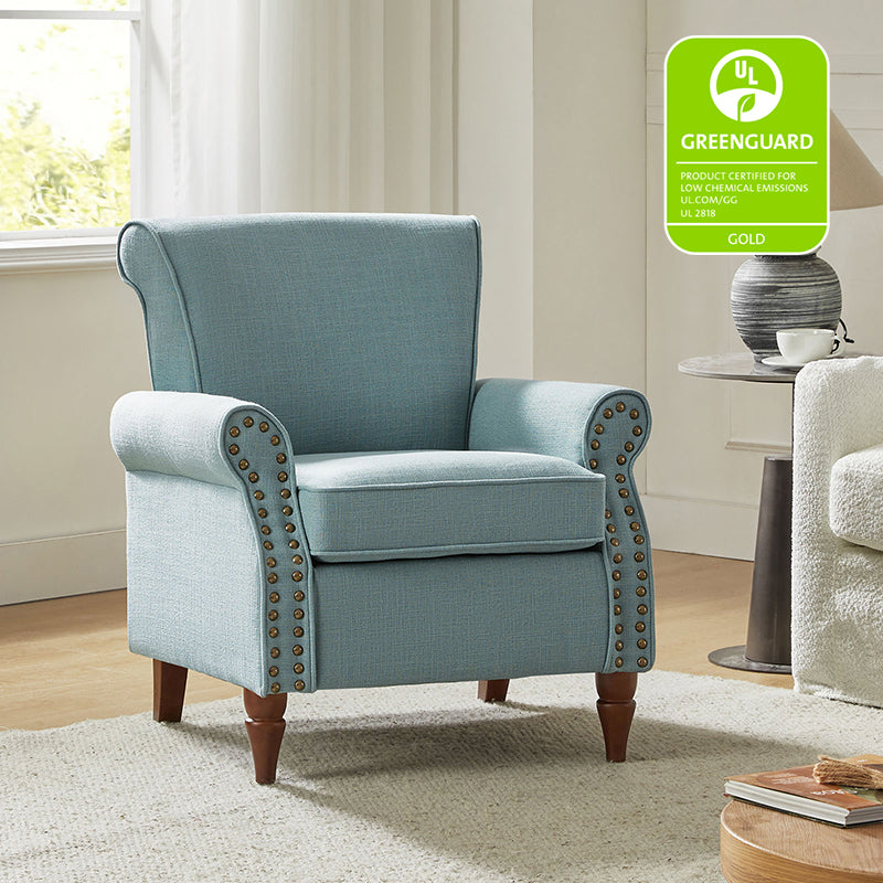 Hypanis Upholstered Armchair with Solid Wood Legs - Modern Living Room Accent Chair for Home, Office & Reading Nook - Comfortable Lounge Chair for Relaxing & Decor