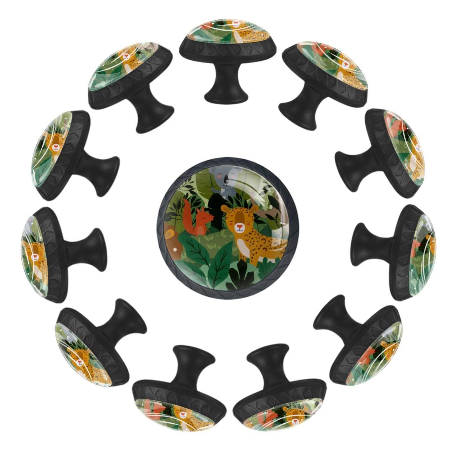 12Pcs Cartoon Animal Forest Cabinet Handles & Knobs - Decorative Drawer Pulls for Kitchen, Bathroom & Furniture (Bear, Deer, Fox Designs) - Perfect for Kids Room, Nursery & DIY Home Decor