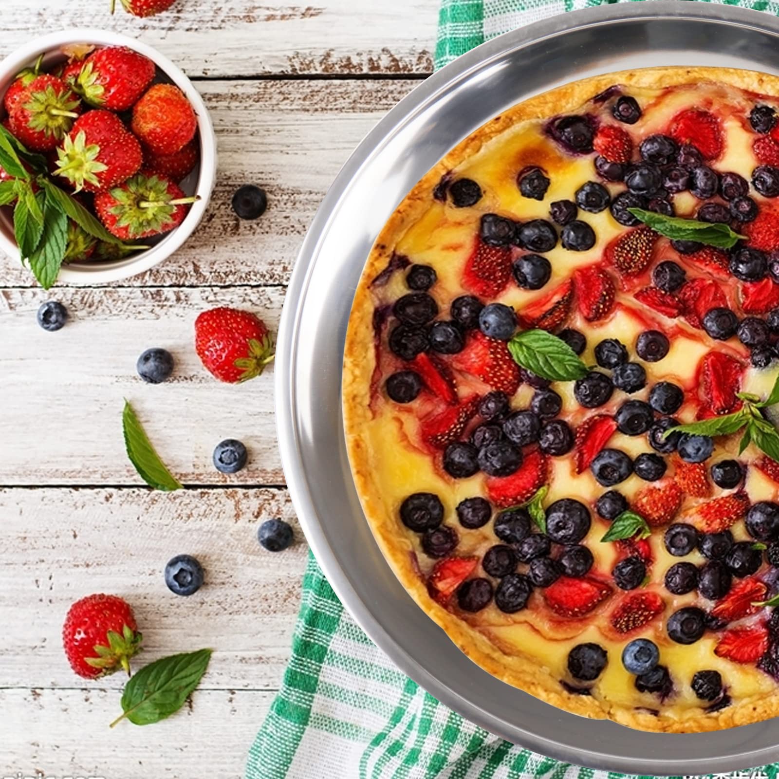 Stainless Steel Deep Dish Pizza Pan - 10/12/14 Inch Oven Safe Pizza Tray, Pie & Grill Baking Pan (16x1.95 Inches) - Perfect for Home Kitchen, Restaurant & Outdoor Cooking