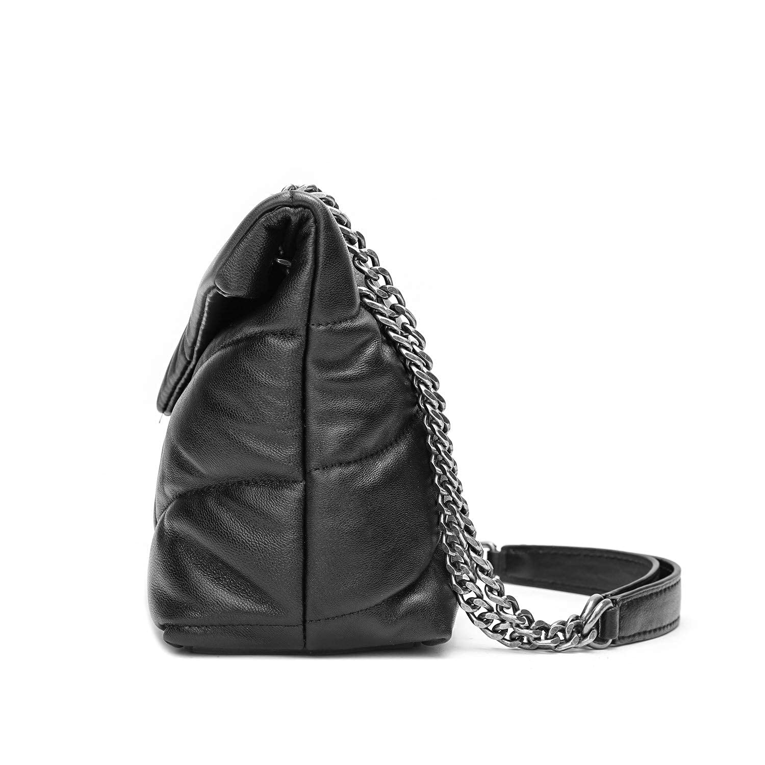 EvaLuLu Genuine Lambskin Leather Quilted Crossbody Bag for Women - Stylish Shoulder Handbag Purse for Work, Travel & Everyday Use