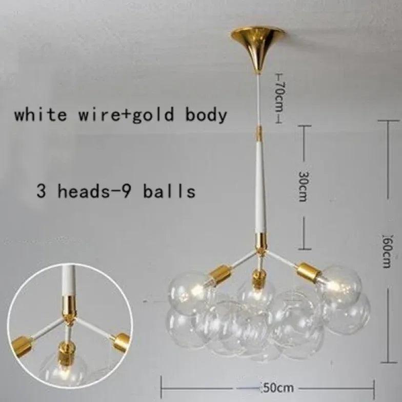 Elegant Transparent Glass Bubble Chandelier - Modern Artistic Lighting Fixture for Dining Room, Living Room & Bedroom Decor