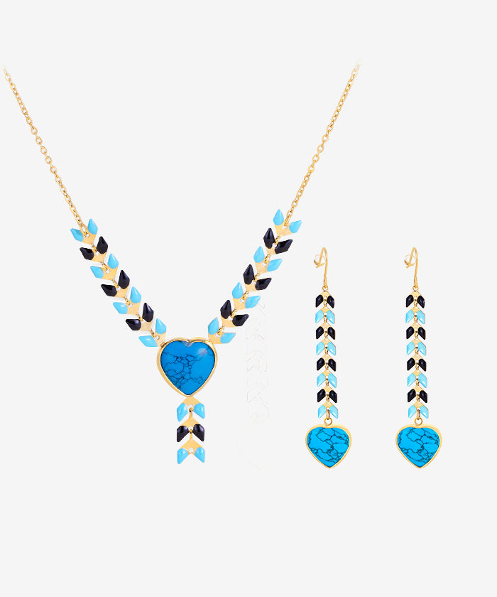 Wrangler Demeter's Heart Necklace and Earrings Set - Sterling Silver Greek Goddess Jewelry for Women - Perfect for Valentine's Day, Anniversary, and Romantic Date Nights