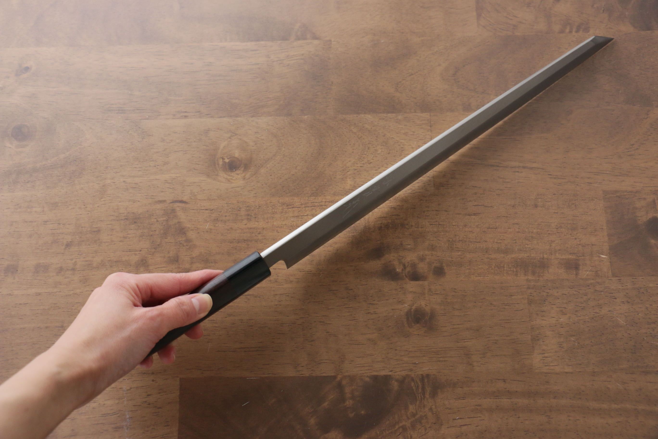 Premium Jikko Silver Steel No.3 Kiritsuke Yanagiba Knife 330mm - Japanese Shitan Handle - Professional Sushi & Sashimi Chef's Knife for Precision Cutting