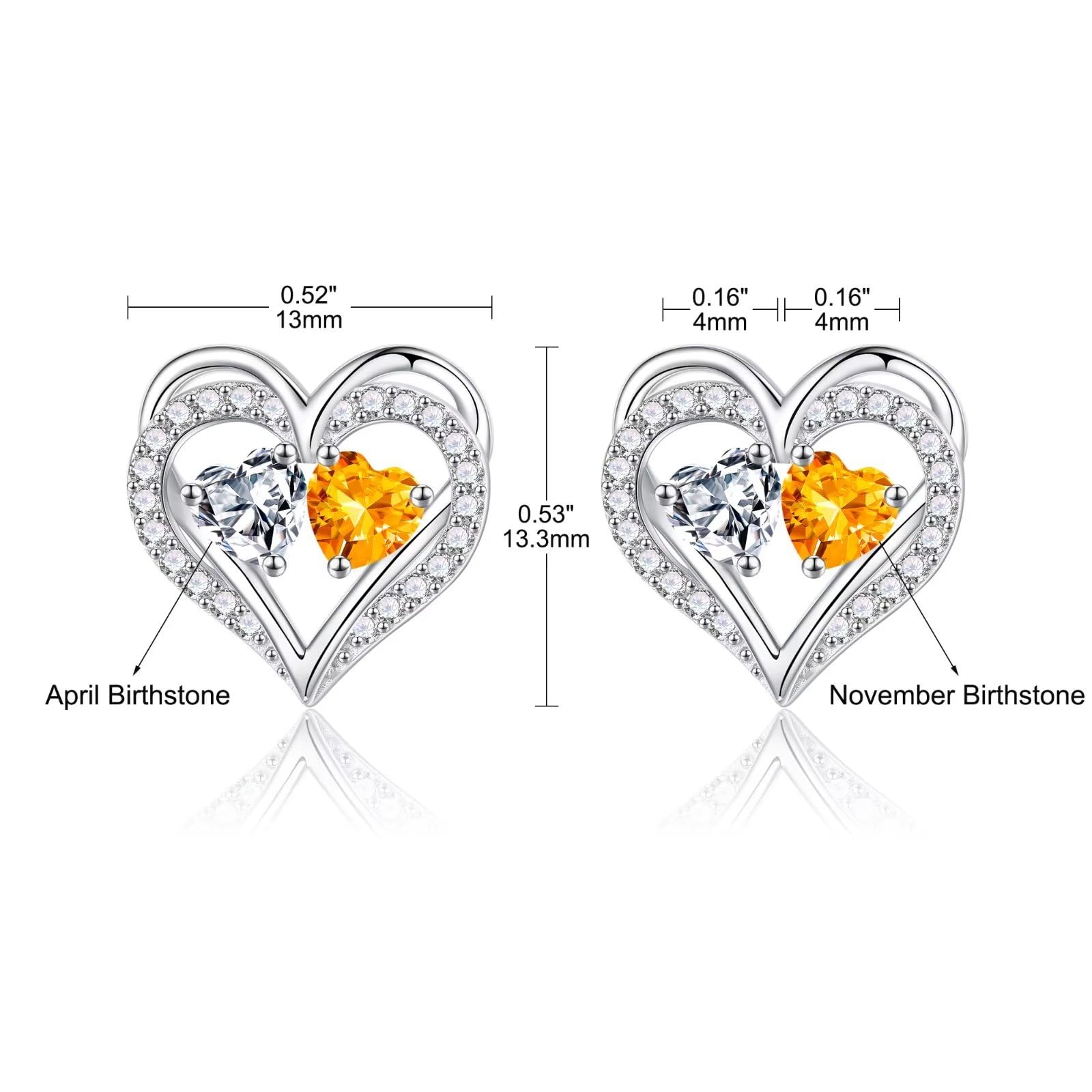 925 Sterling Silver Birthstone Heart Earrings for Women - Elegant Anniversary, Birthday Gifts for Wife, Girlfriend, Mom | Perfect for Valentine's Day, Mother's Day & Special Occasions
