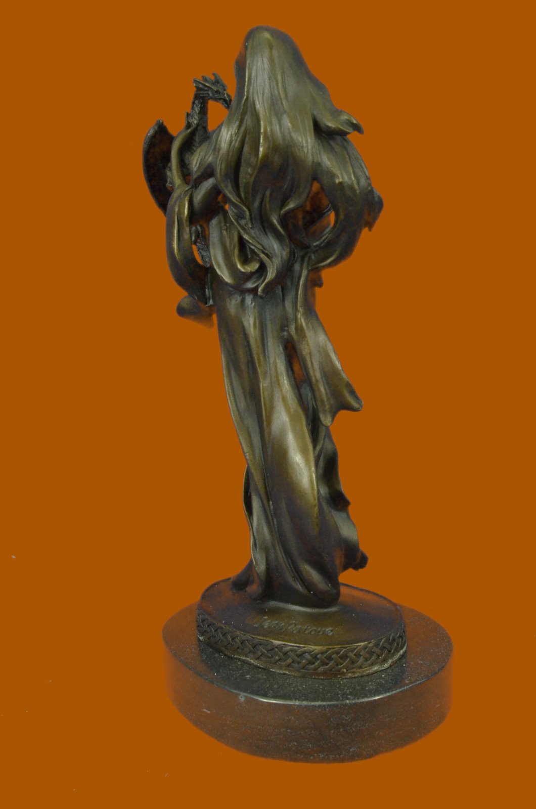 Bronze Nude Sculpture - Fantasy Warrior Woman with Dragon Statue - Handcrafted Art Figure for Home Decor, Office Display & Gift Giving