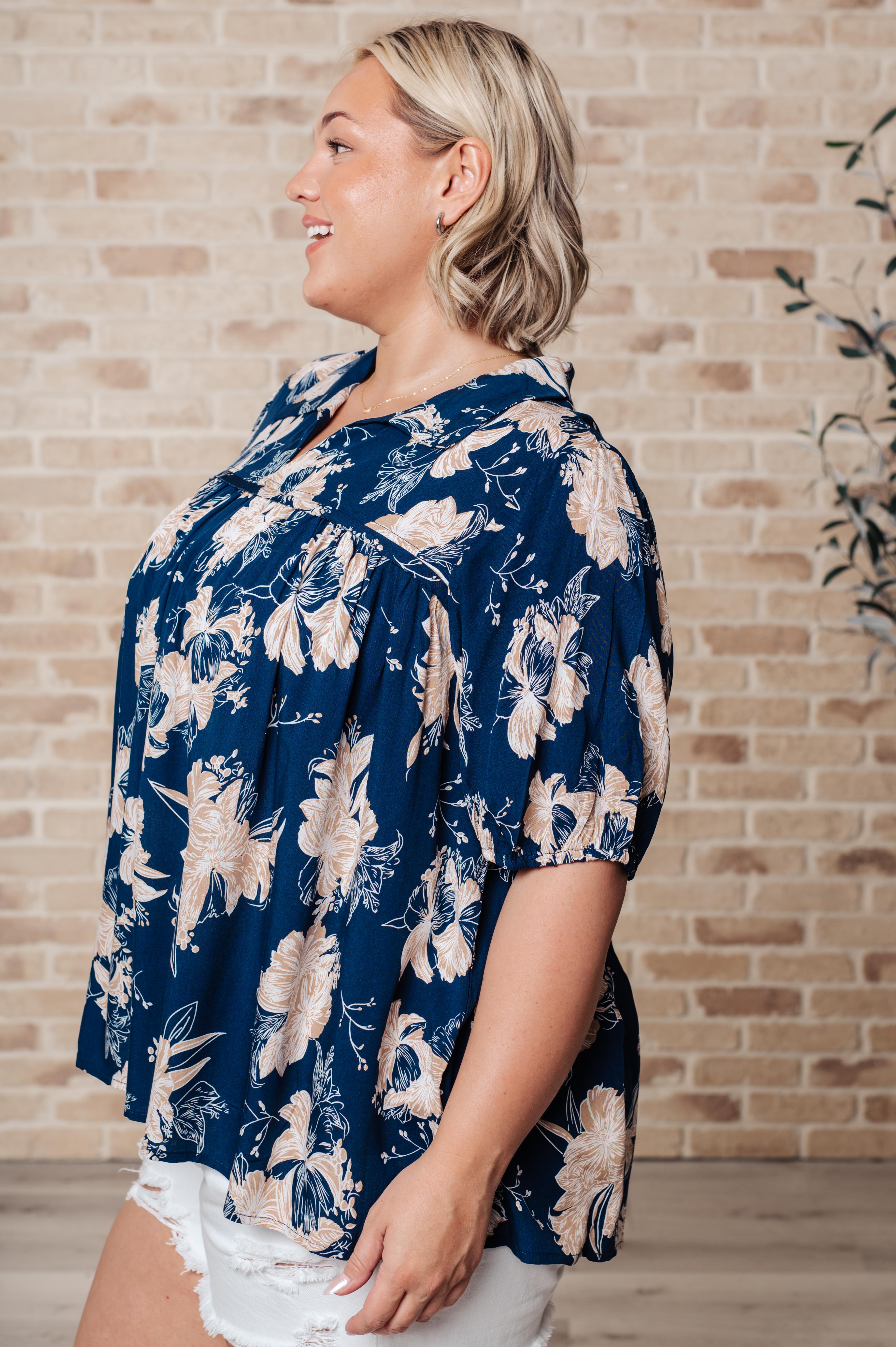 Just Coasting Floral Blouse - Women's Elegant Floral Print Top for Casual Wear, Office & Date Night Outfits | Perfect for Spring & Summer Fashion