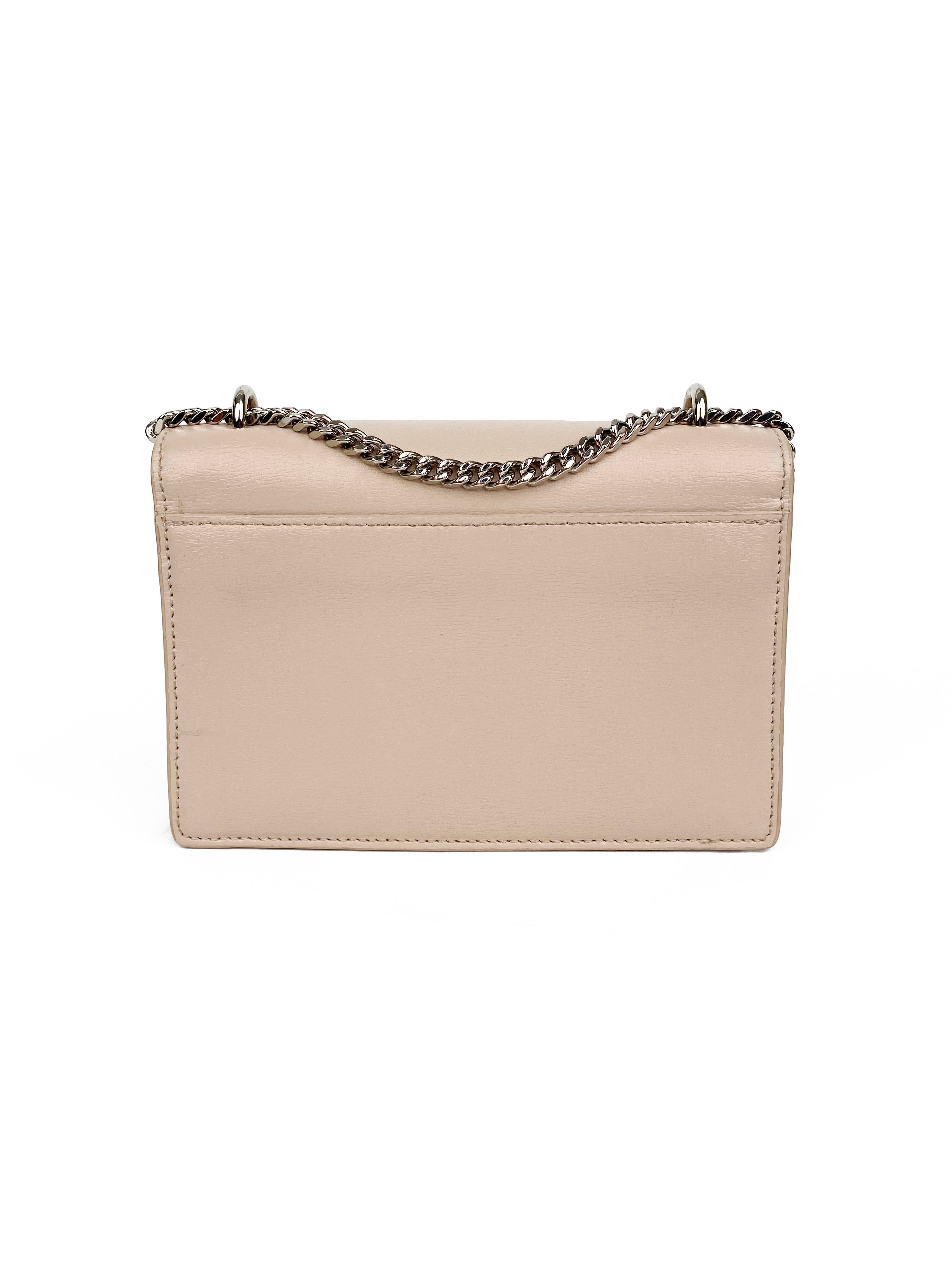 Saint Laurent Sunset Chain Wallet in Light Pink - Luxury Crossbody Bag for Women, Perfect for Evening Outings and Special Occasions