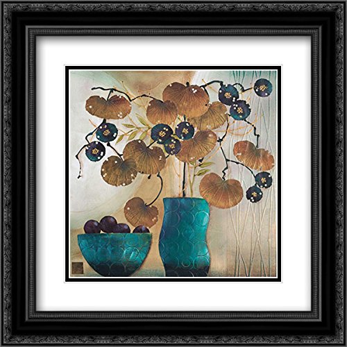 Margaret Hughlock 15x15 Black Ornate Framed Double Matted Museum Art Print - Raku Bowl and Vase Wall Decor | Perfect for Living Room, Bedroom & Office Art Display