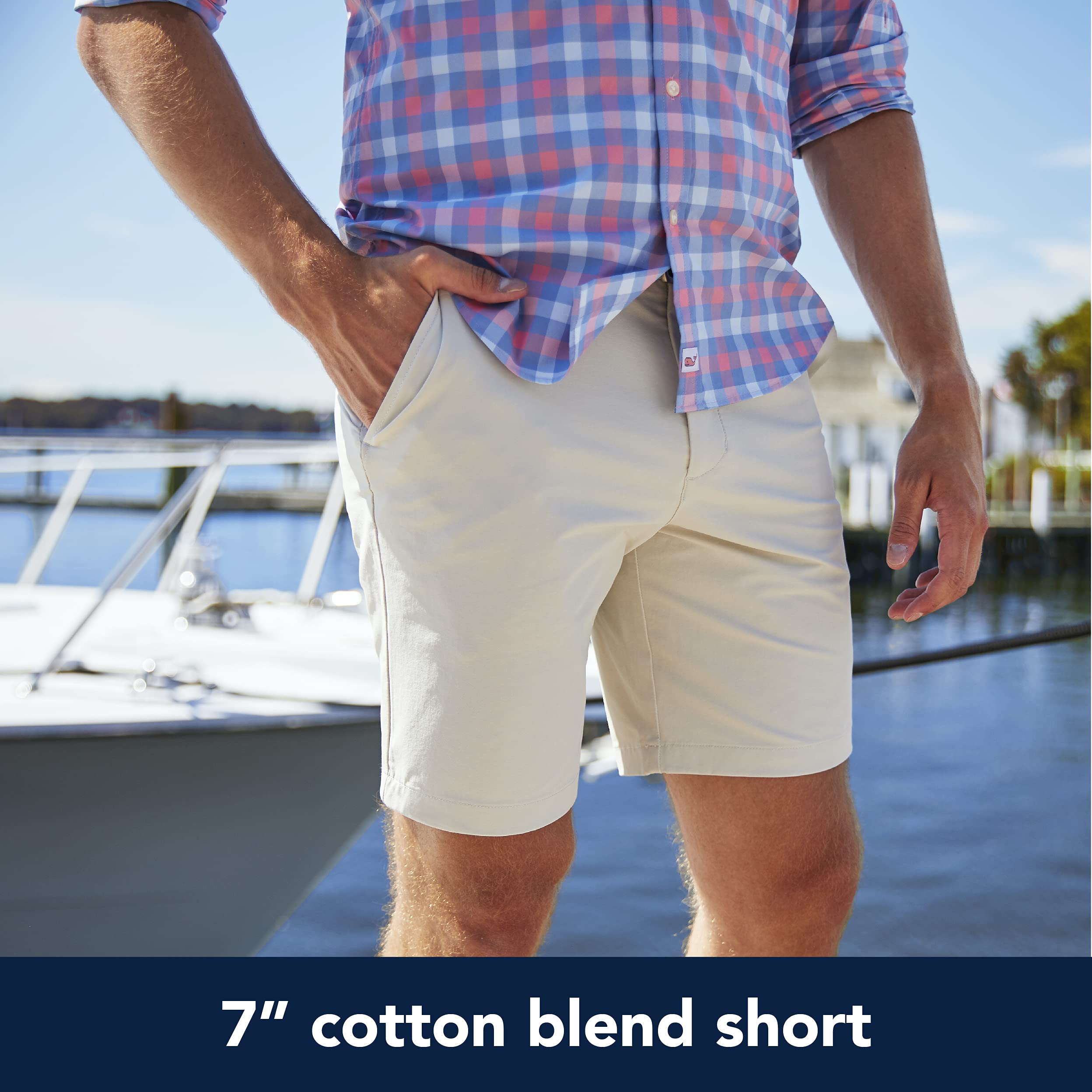 Vineyard Vines Men's 7 Inch Island Swim Shorts - Quick Dry, UPF 50+ Swim Trunks for Beach, Pool & Vacation | Classic Whale Print