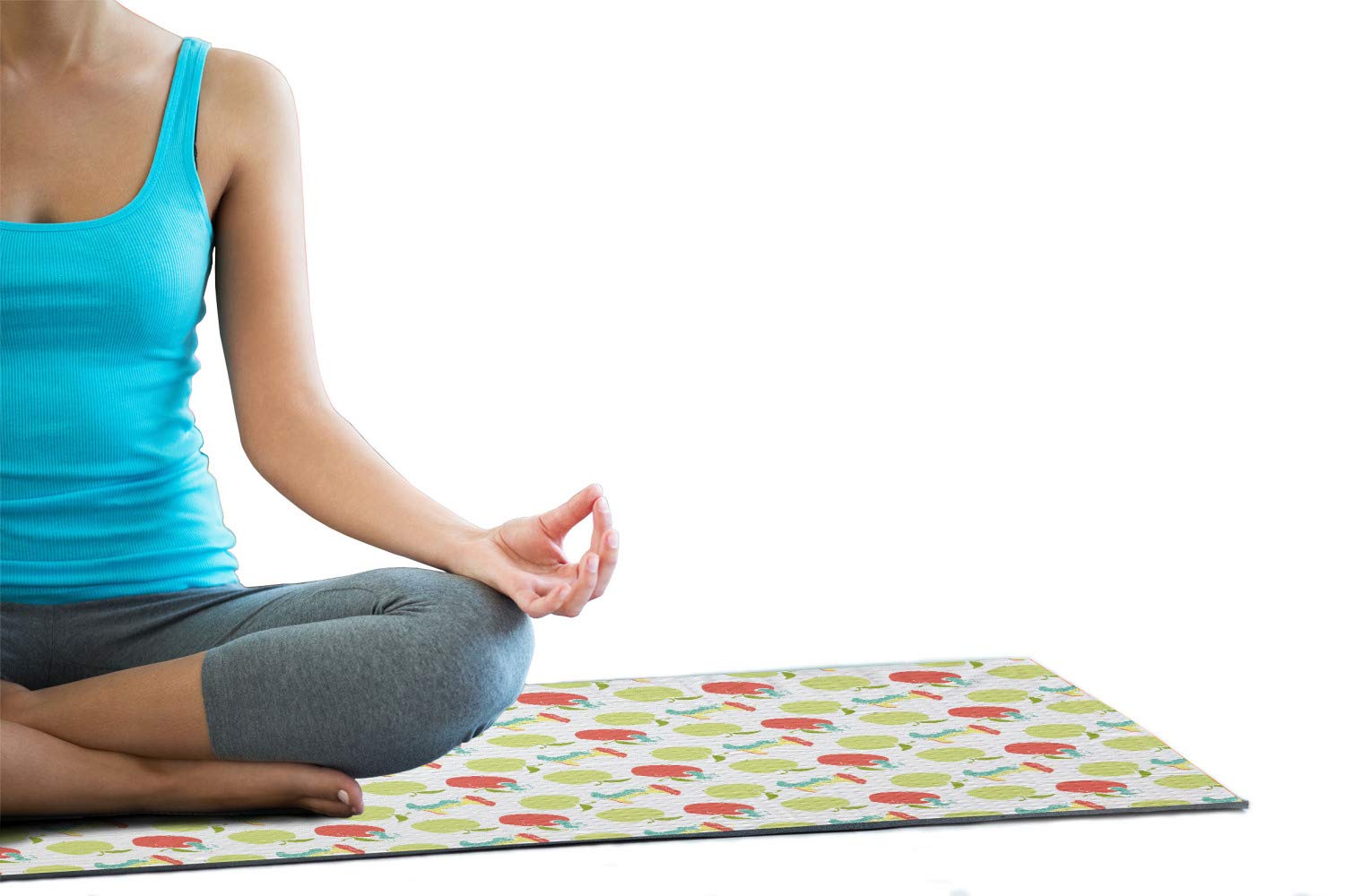 Ambesonne Non-Slip Yoga Mat Towel - Caterpillar & Apple Nature Design, 25