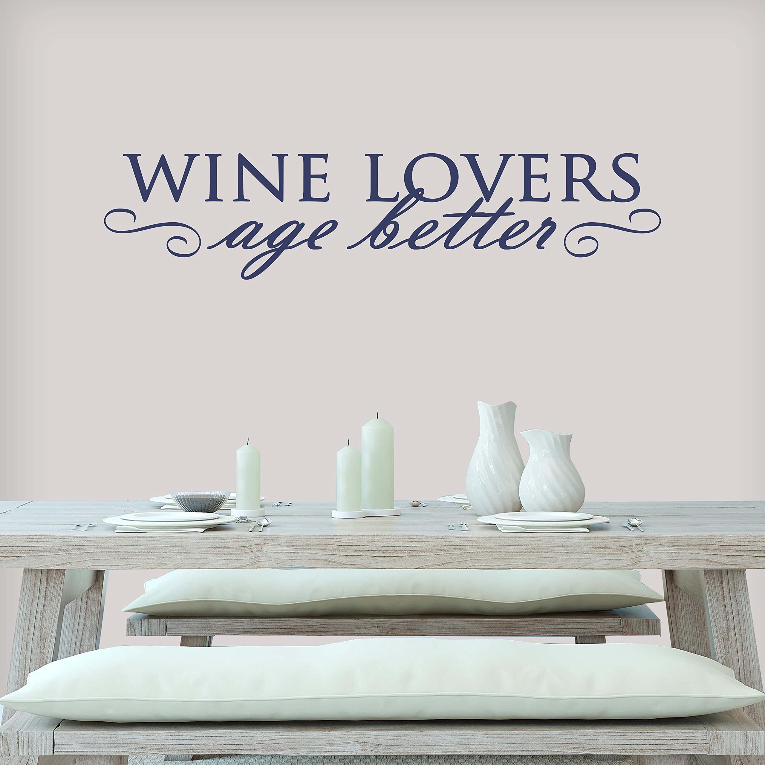 Vinyl Quote Me Kitchen Decor Signs | Wine Lovers Age Better Wall Decal | Made in USA | 22x5 Inches Dark Blue | Perfect for Kitchen, Dining Room & Bar Decor