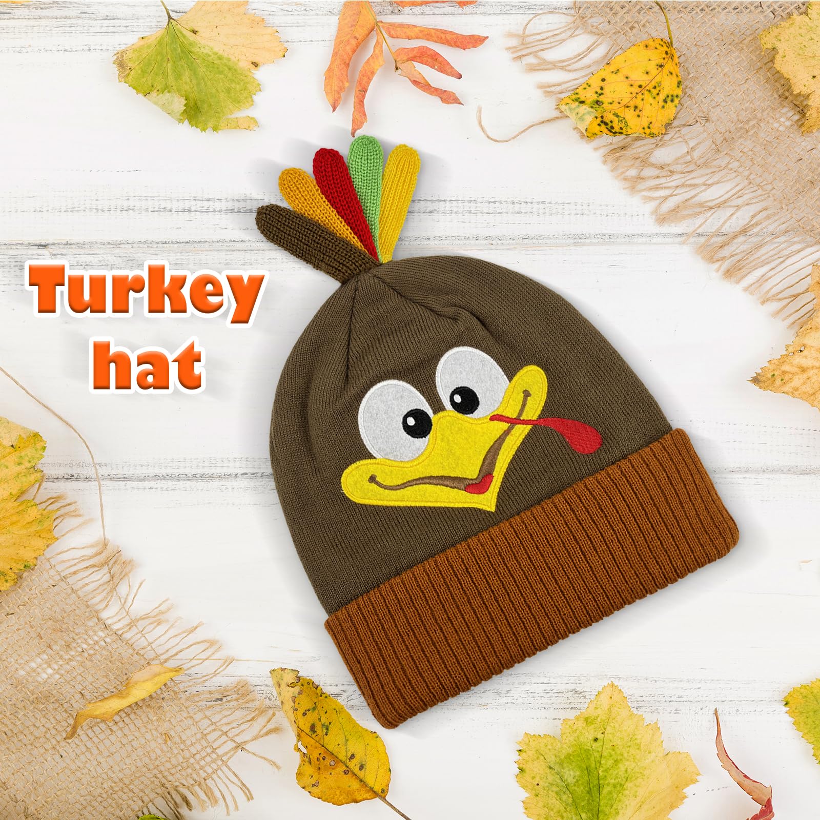 Thanksgiving Turkey Beanie Hat - Warm Knitted Winter Hat for Adults - Turkey Trot Running Costume & Holiday Party Accessory - Perfect for Thanksgiving Celebrations, Christmas Gatherings and Winter Outdoor Activities