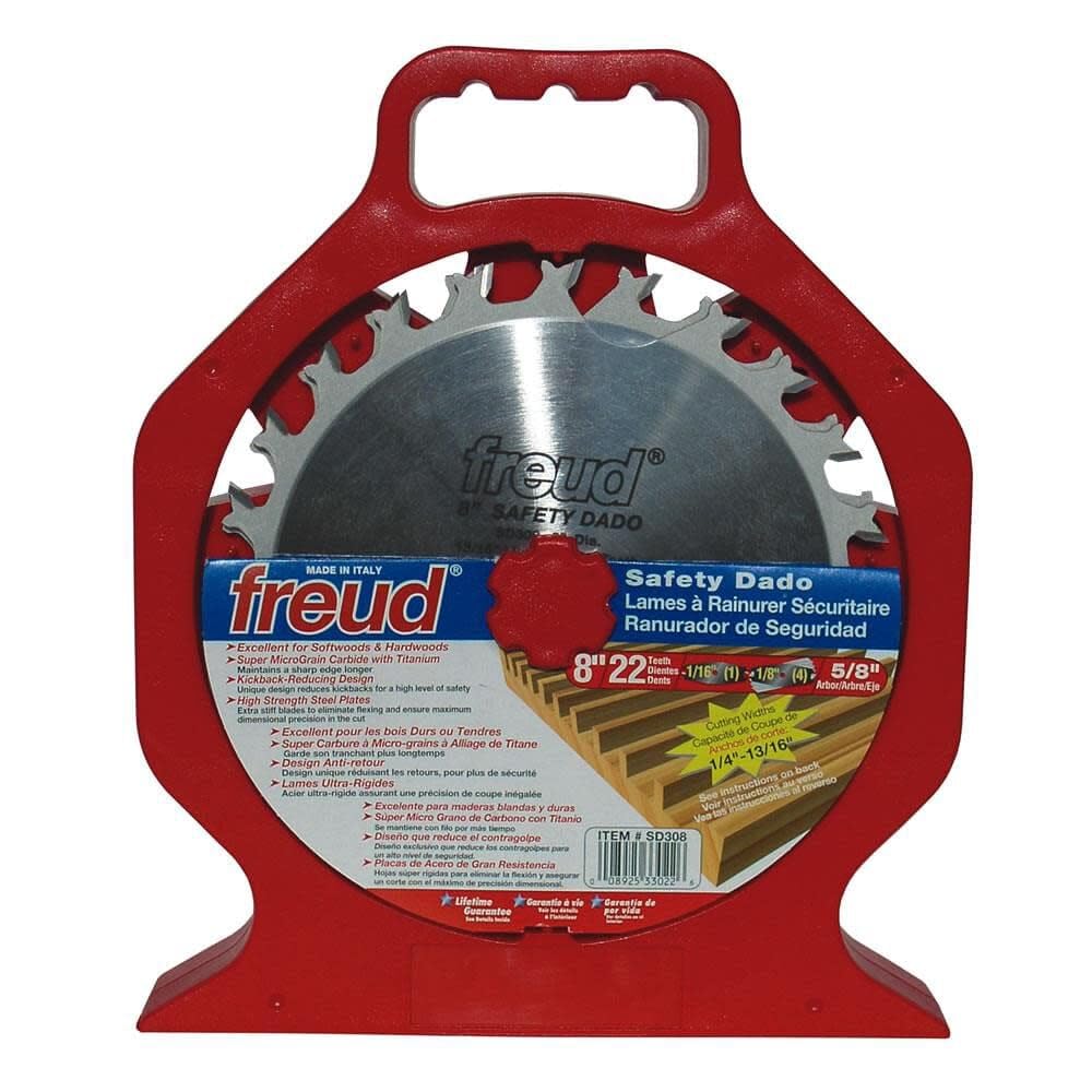 Freud SD308 8-Inch Safety Dado Blade Set - Premium Woodworking Tool for Table Saws | Perfect for Cabinetry, Shelving & Joinery Projects