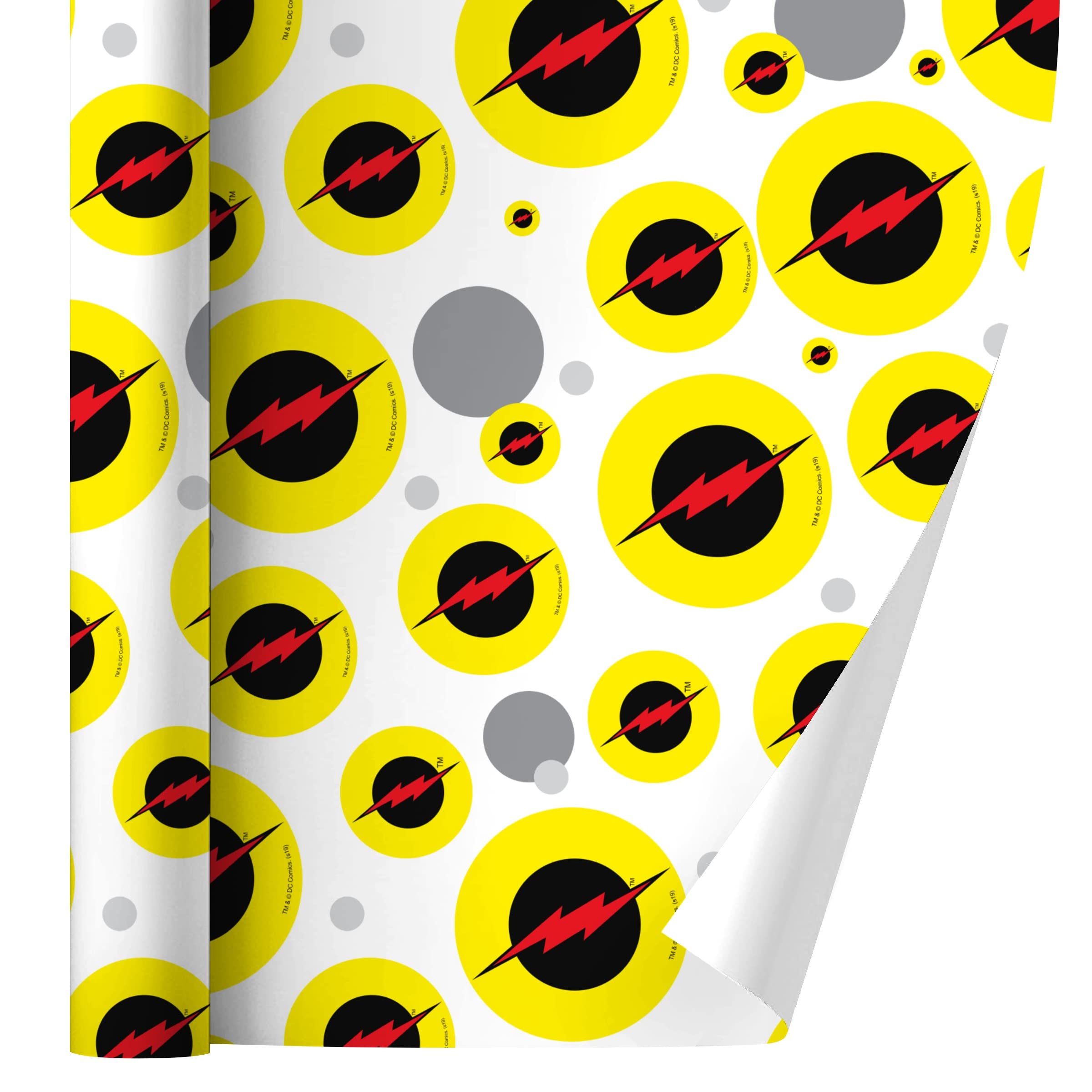 The Flash Reverse Flash Logo Gift Wrap Wrapping Paper Roll - DC Comics Superhero Themed Wrapping for Birthdays, Holidays & Special Occasions
